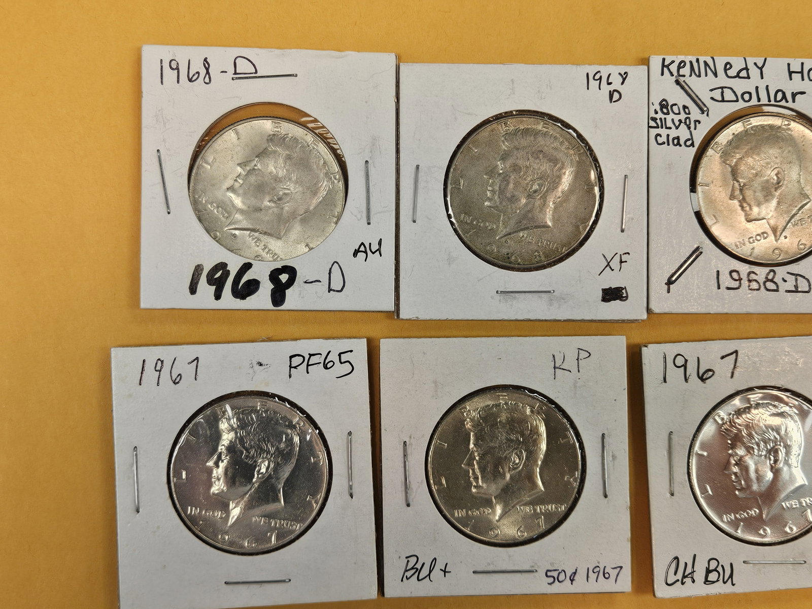 Ten, mixed, Silver Kennedy half Dollars - 2