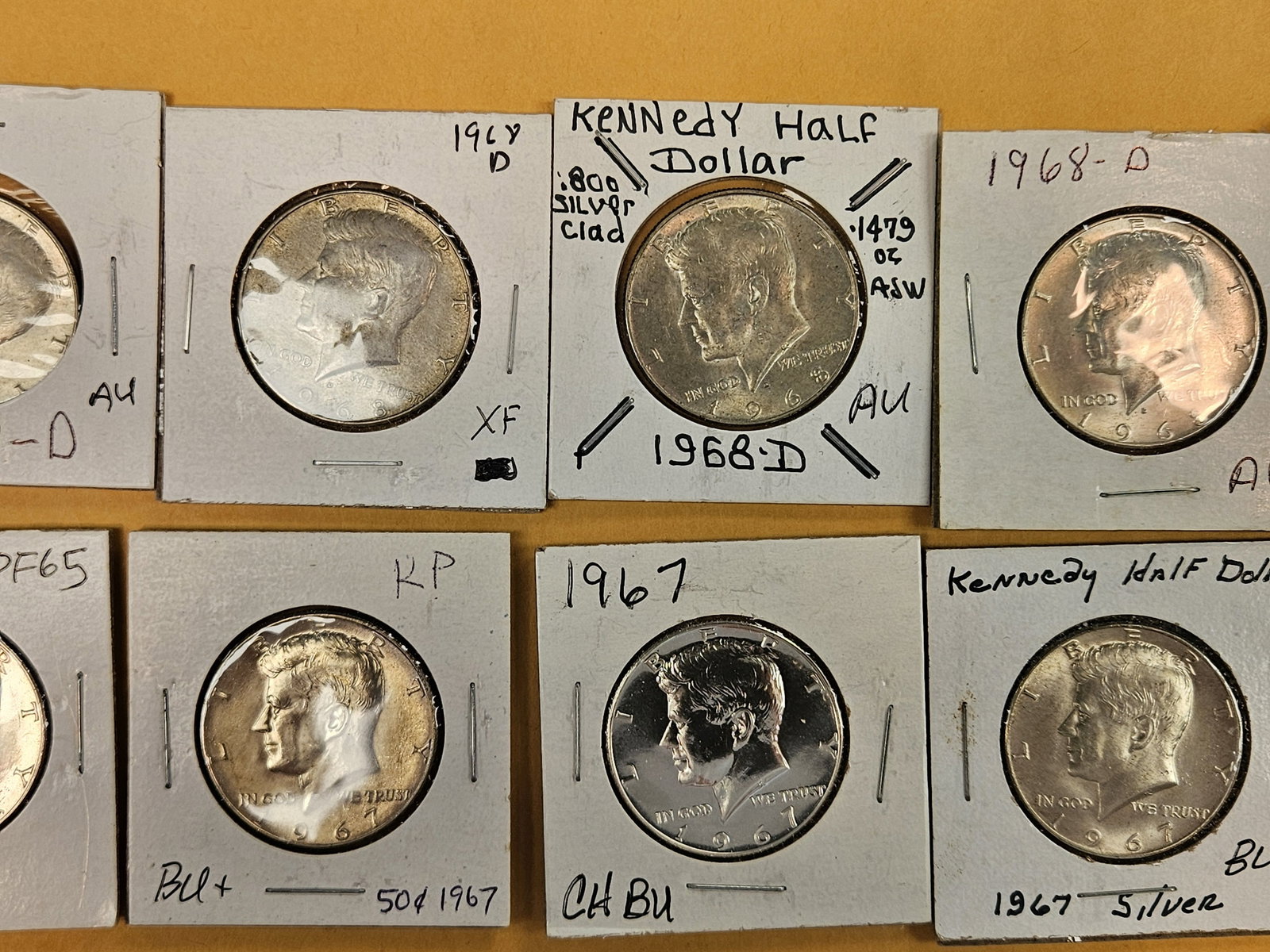 Ten, mixed, Silver Kennedy half Dollars - 3