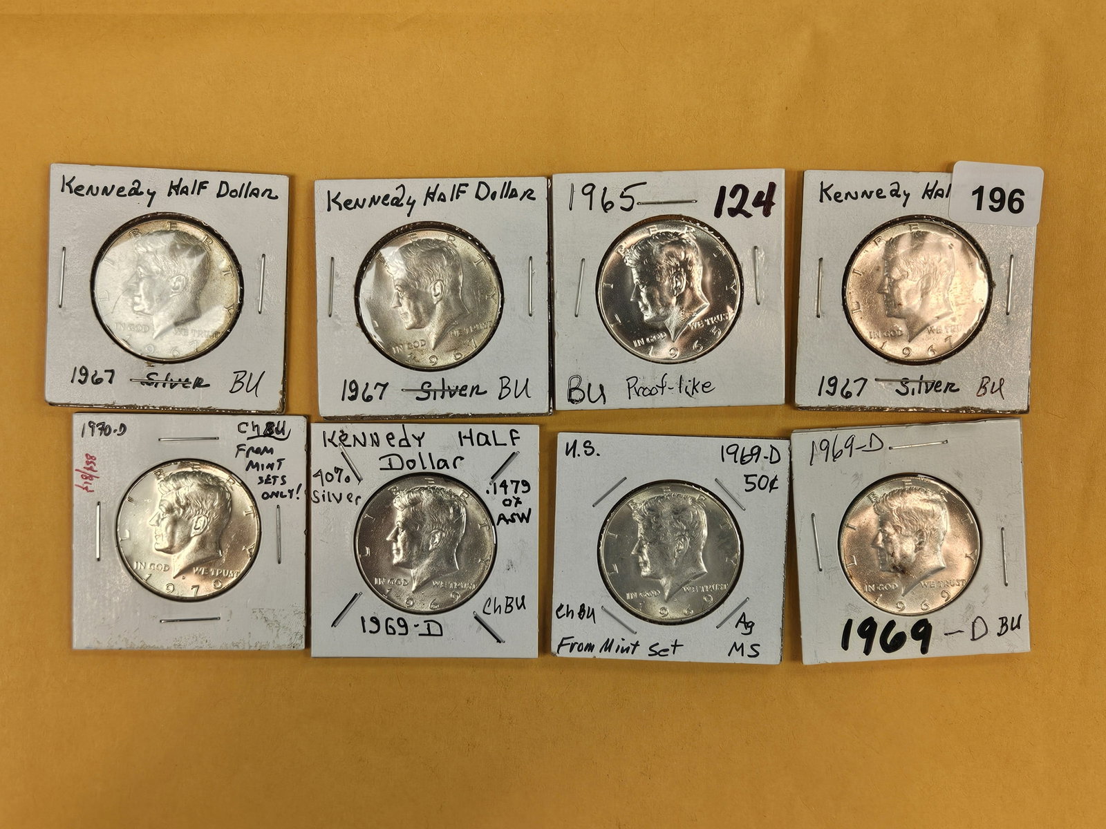 EIght, mixed, Silver Kennedy half Dollars: All 40% silvers