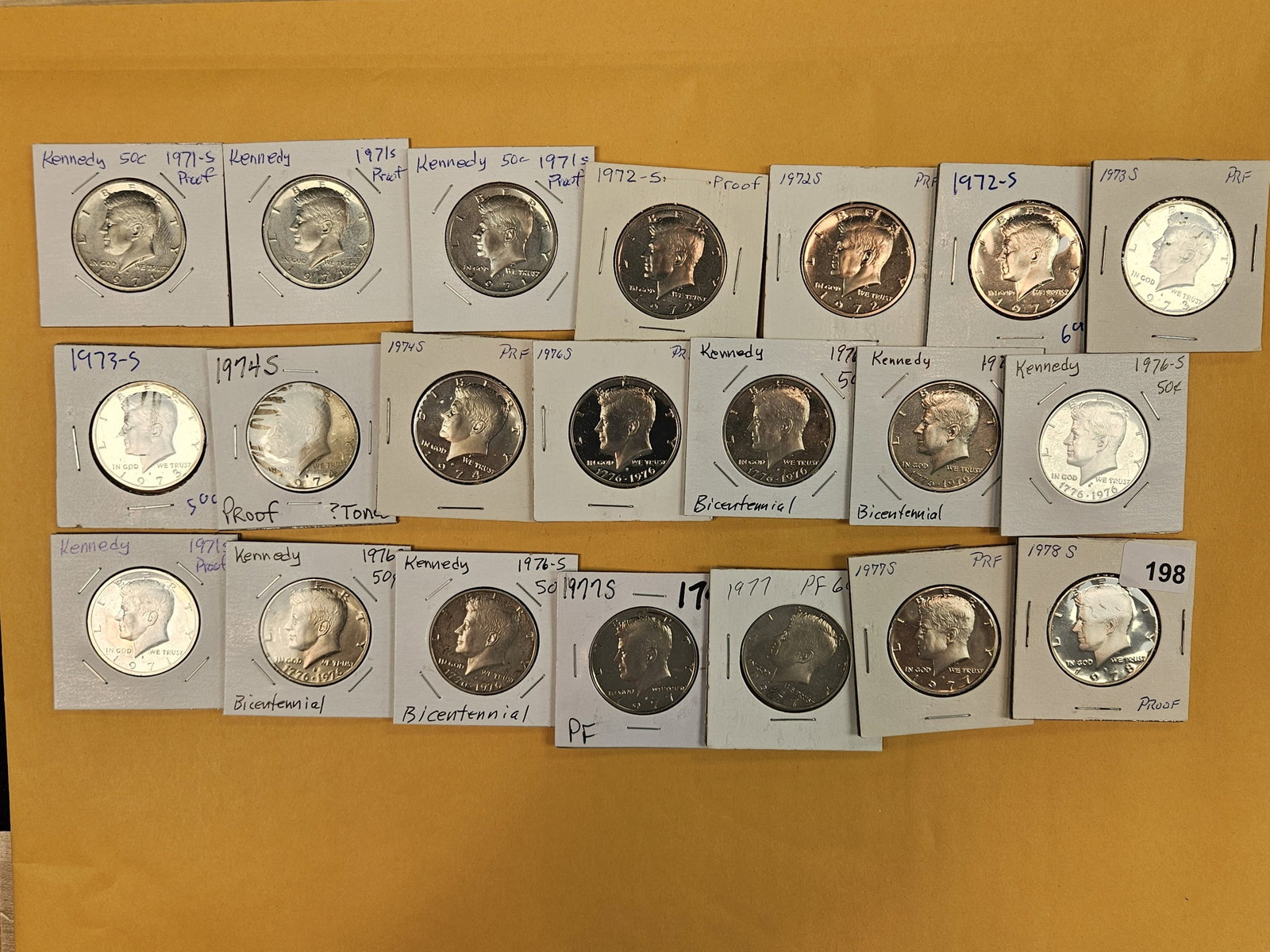 Twenty-One Proof Kennedy Half Dollars: 1971-S through 1978-S