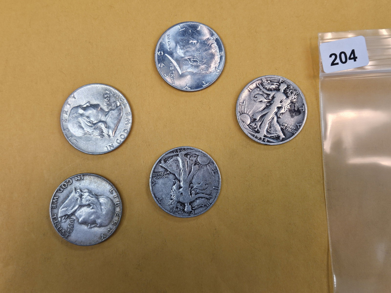 Five mixed silver Half Dollars (1 of 2)
