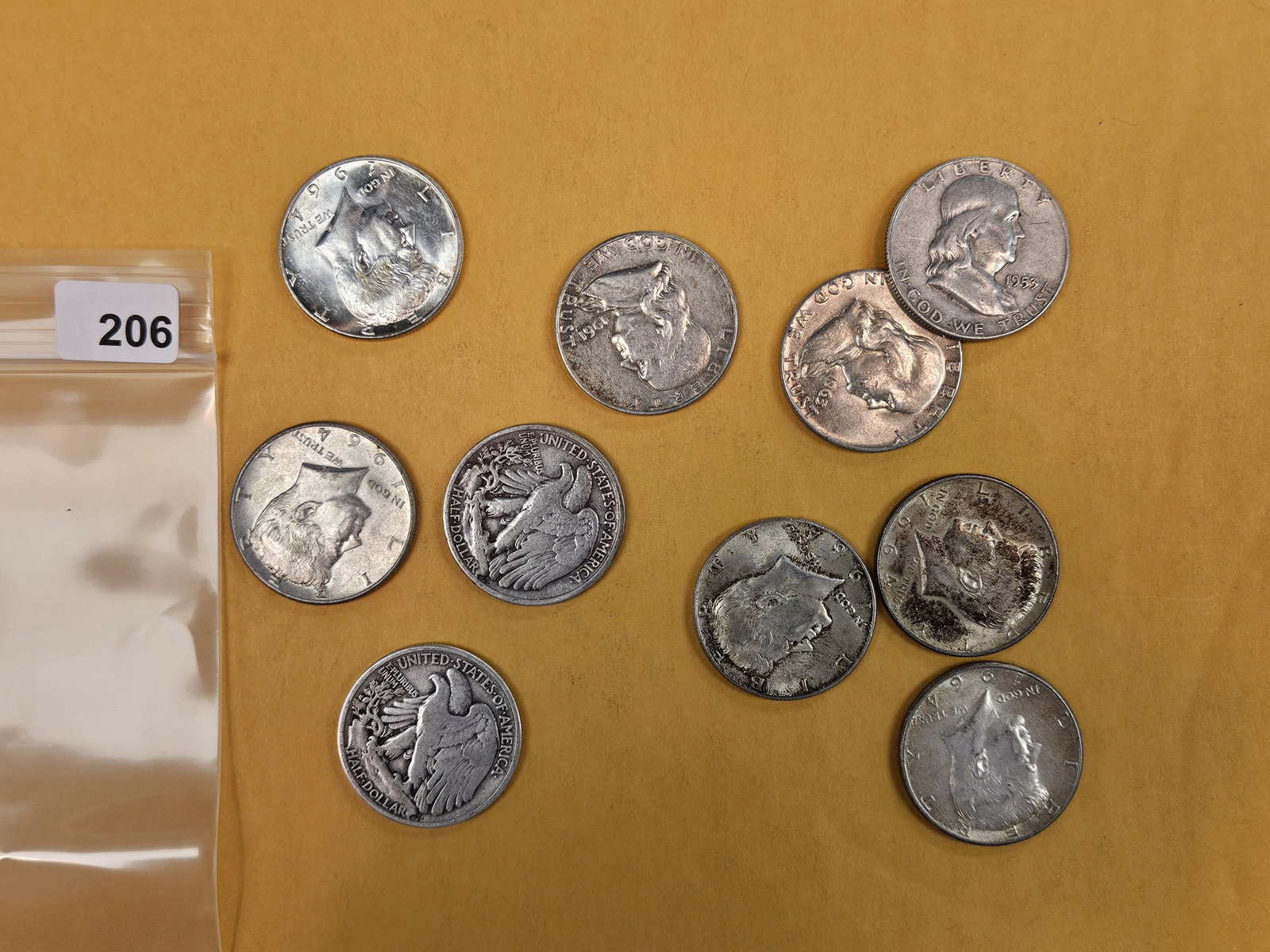 Ten mixed Silver Half Dollars (1 of 2)