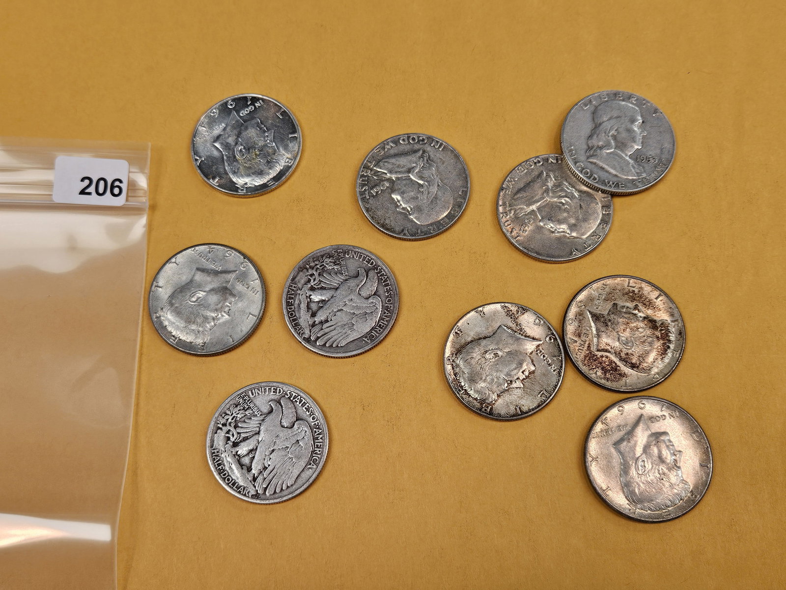 Ten mixed Silver Half Dollars - 2