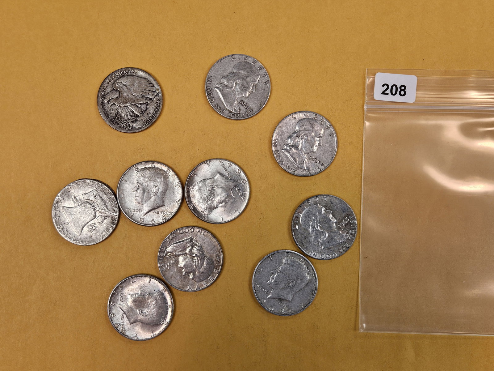 Ten mixed Silver Half Dollars: All 90% silver