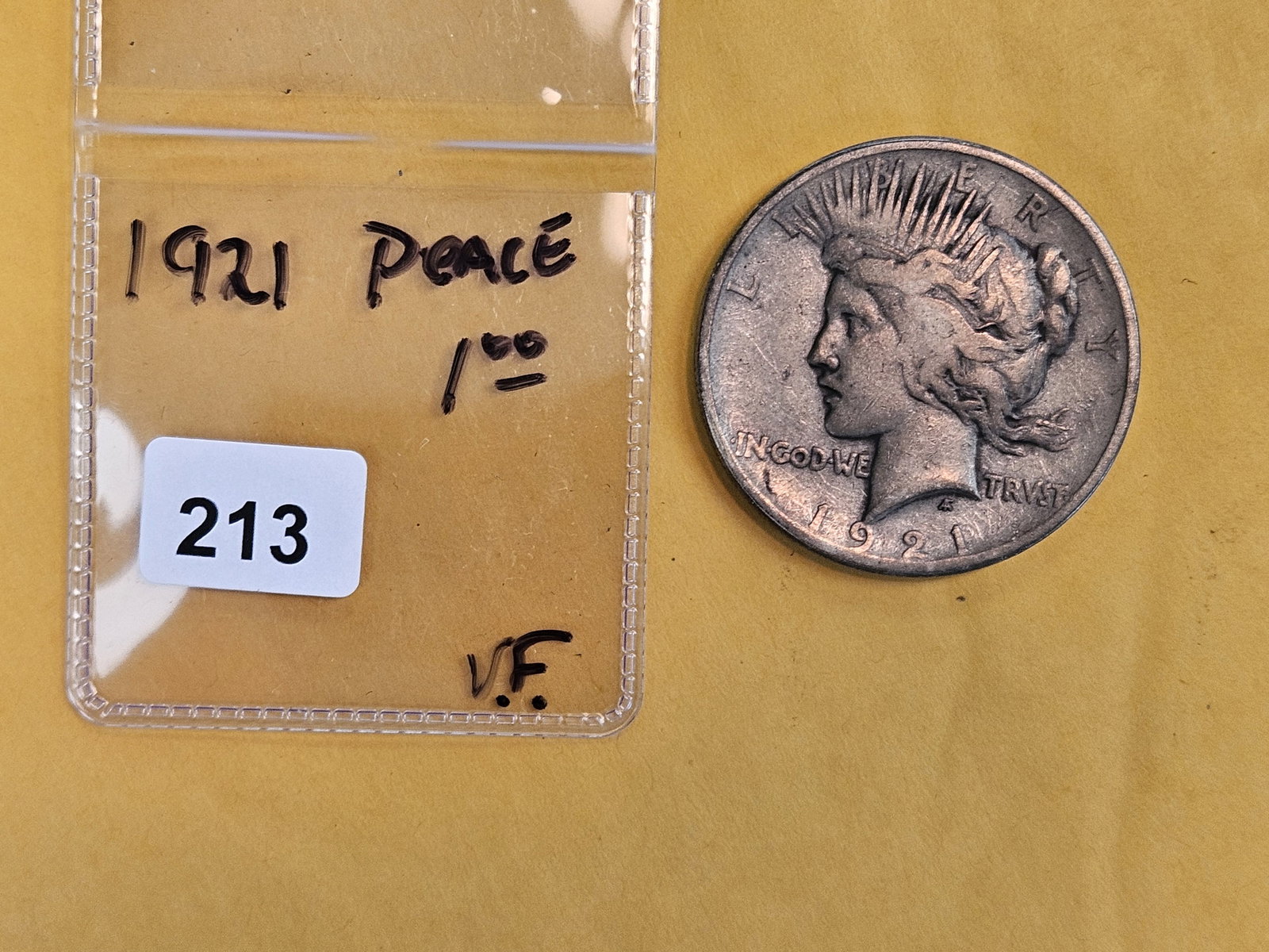 KEY DATE! 1921 Peace Dollar in Very Fine - 2