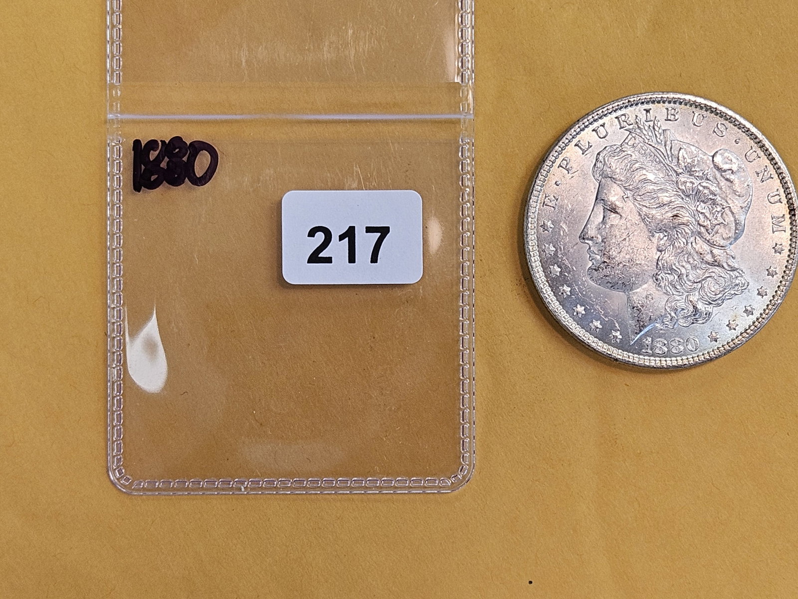 Choice Brilliant Uncirculated plus 1880 Morgan Silver Dollar - 2