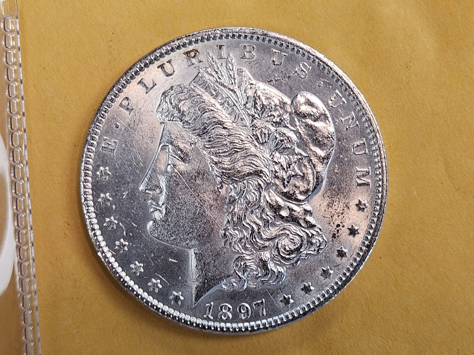 Choice Brilliant Uncirculated Plus 1897 Morgan Silver Dollar: Very nice