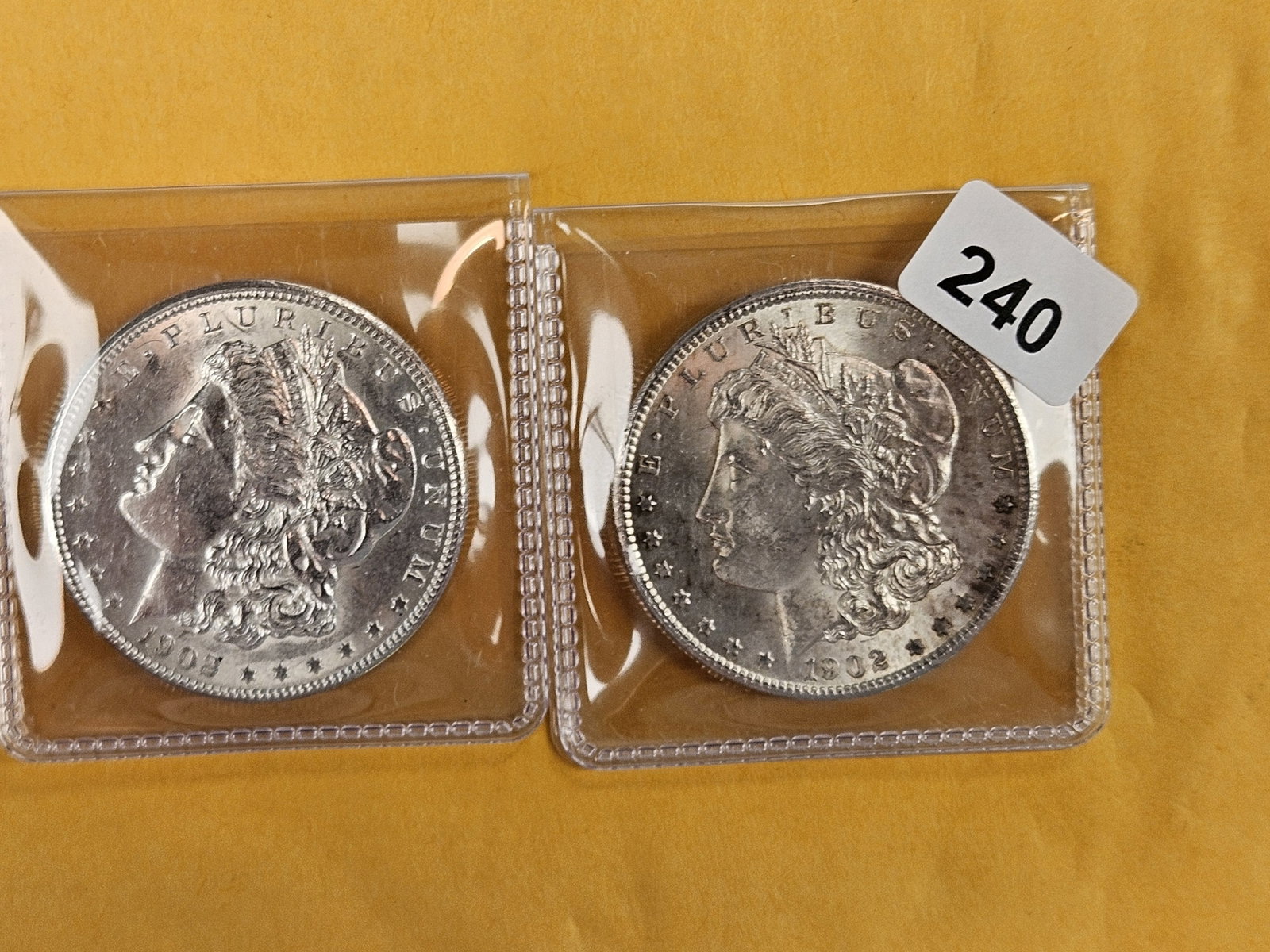 Two Brilliant Uncirculated Morgan Silver Dollars: Both 1902-O