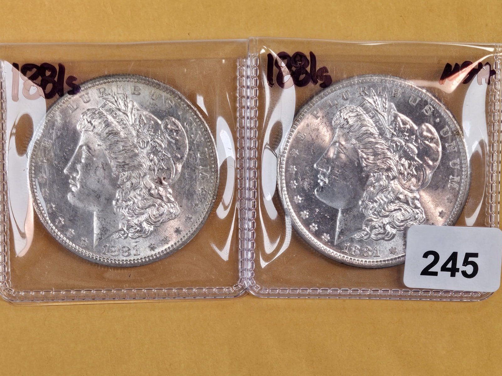 Two Brilliant Uncirculated Morgan Silver Dollars: Both 1881-S