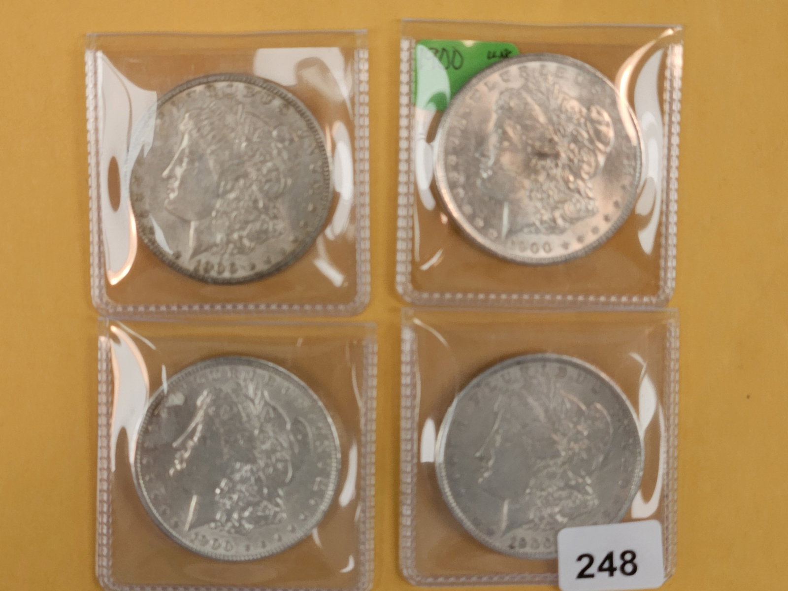 Four Brilliant AU-BU Morgan Silver Dollars: Mixed