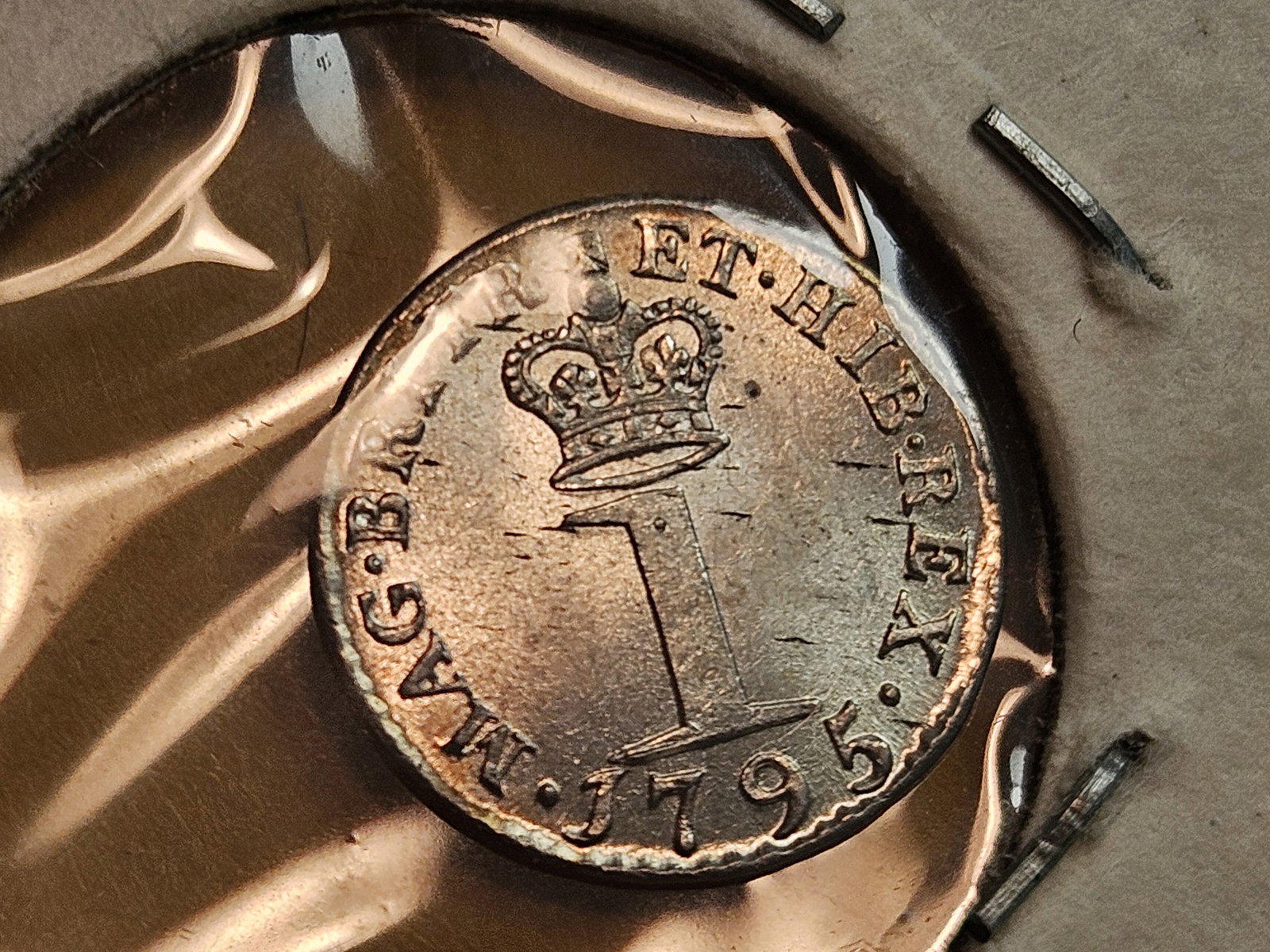 Choice Brilliant Uncirculated plus 1795 Great Britain silver 1 pence - 6
