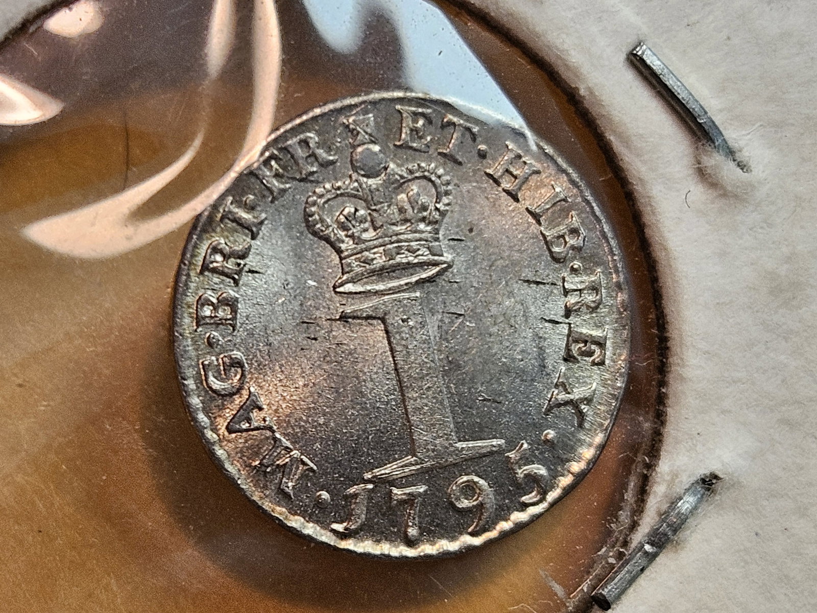 Choice Brilliant Uncirculated plus 1795 Great Britain silver 1 pence - 7