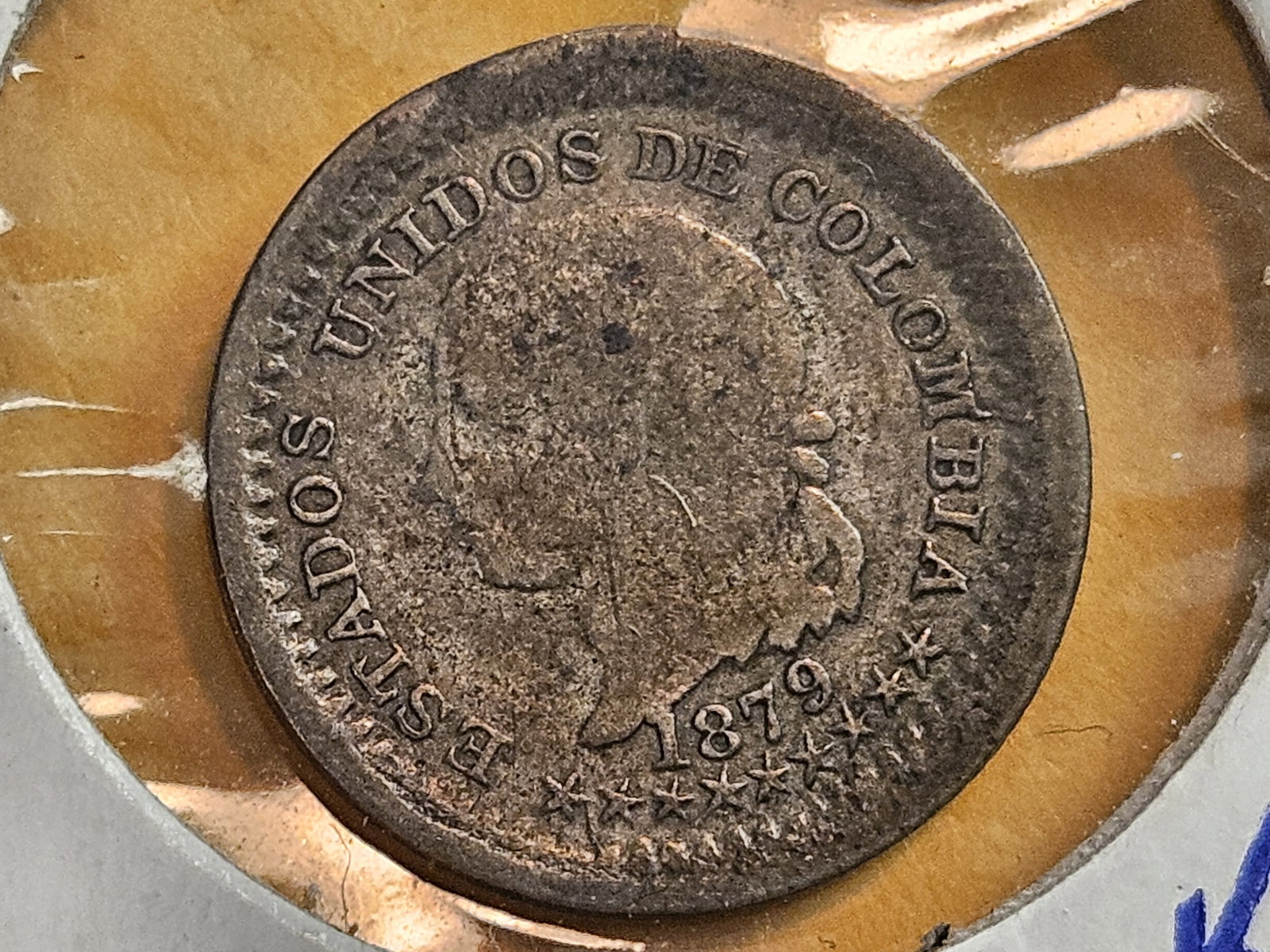 1879 Colombia, Bogata silver 5 cents in Very Fine plus: KM 174a