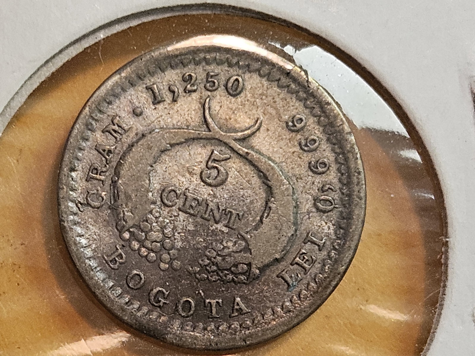 1879 Colombia, Bogata silver 5 cents in Very Fine plus - 4