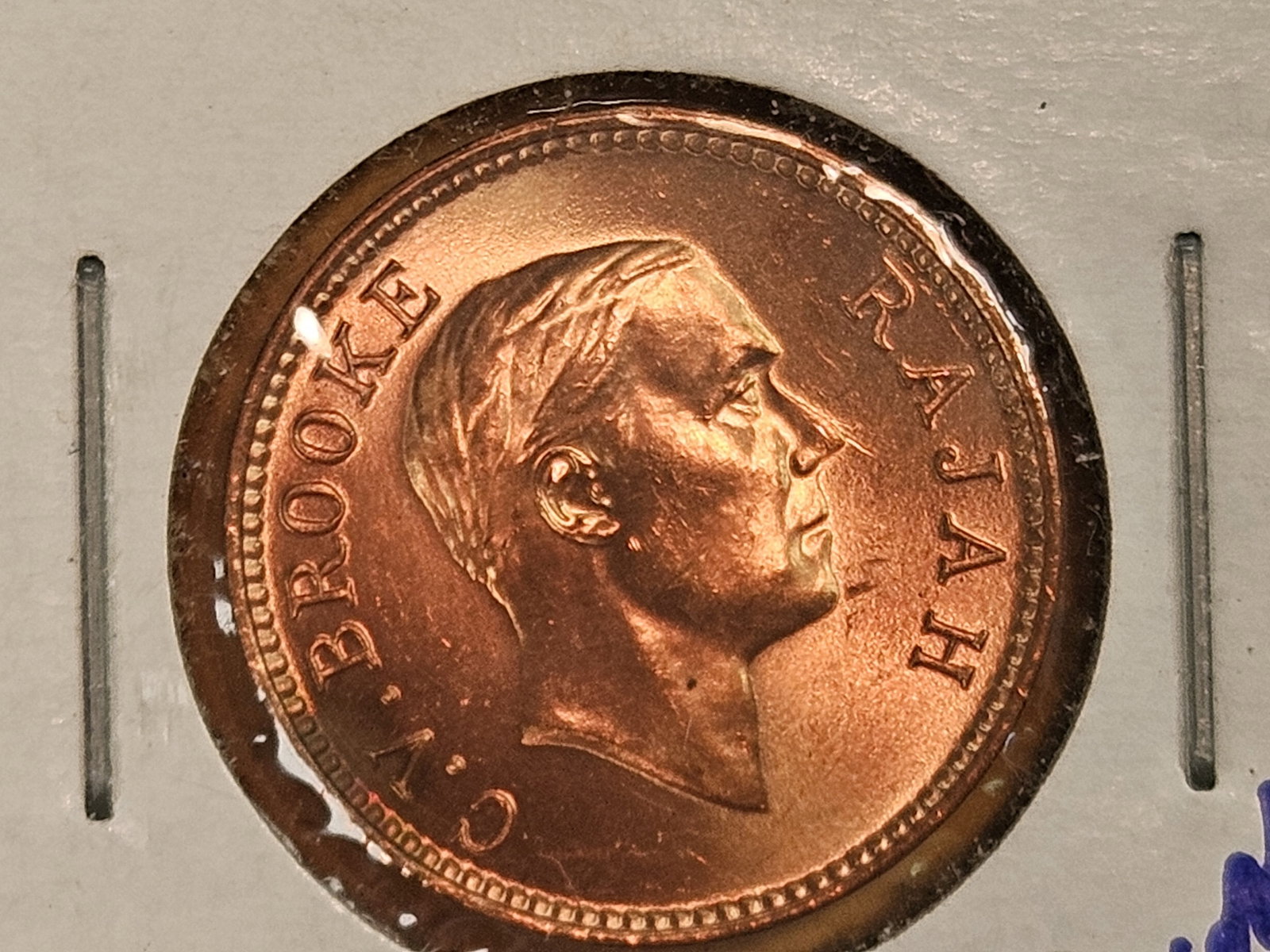 GEM Brilliant Uncirculated RED 1933 Sarawak One Cent: KM 20