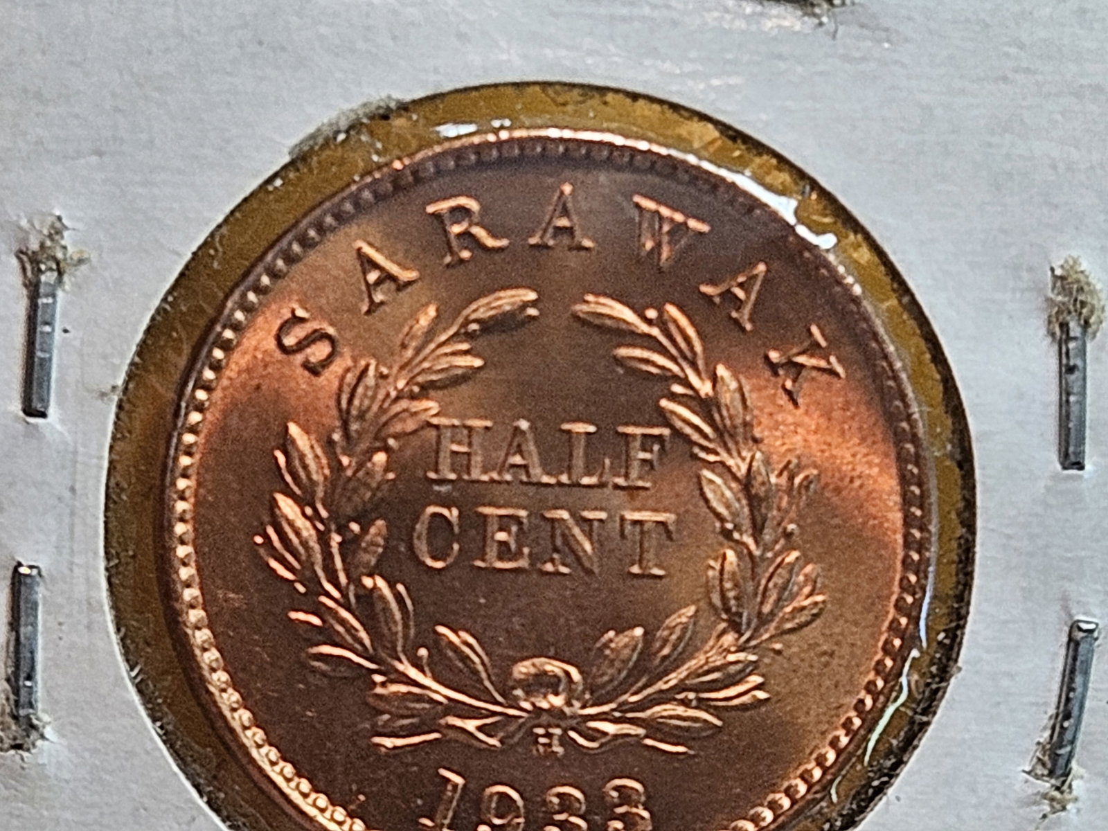 GEM Brilliant Uncirculated RED 1933 Sarawak One Cent - 5