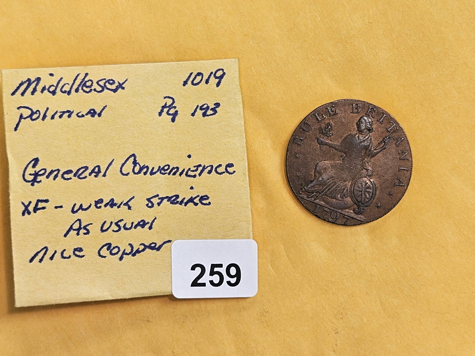 CONDER! 1797 copper half-penny Conder Token in Extra Fine - 2