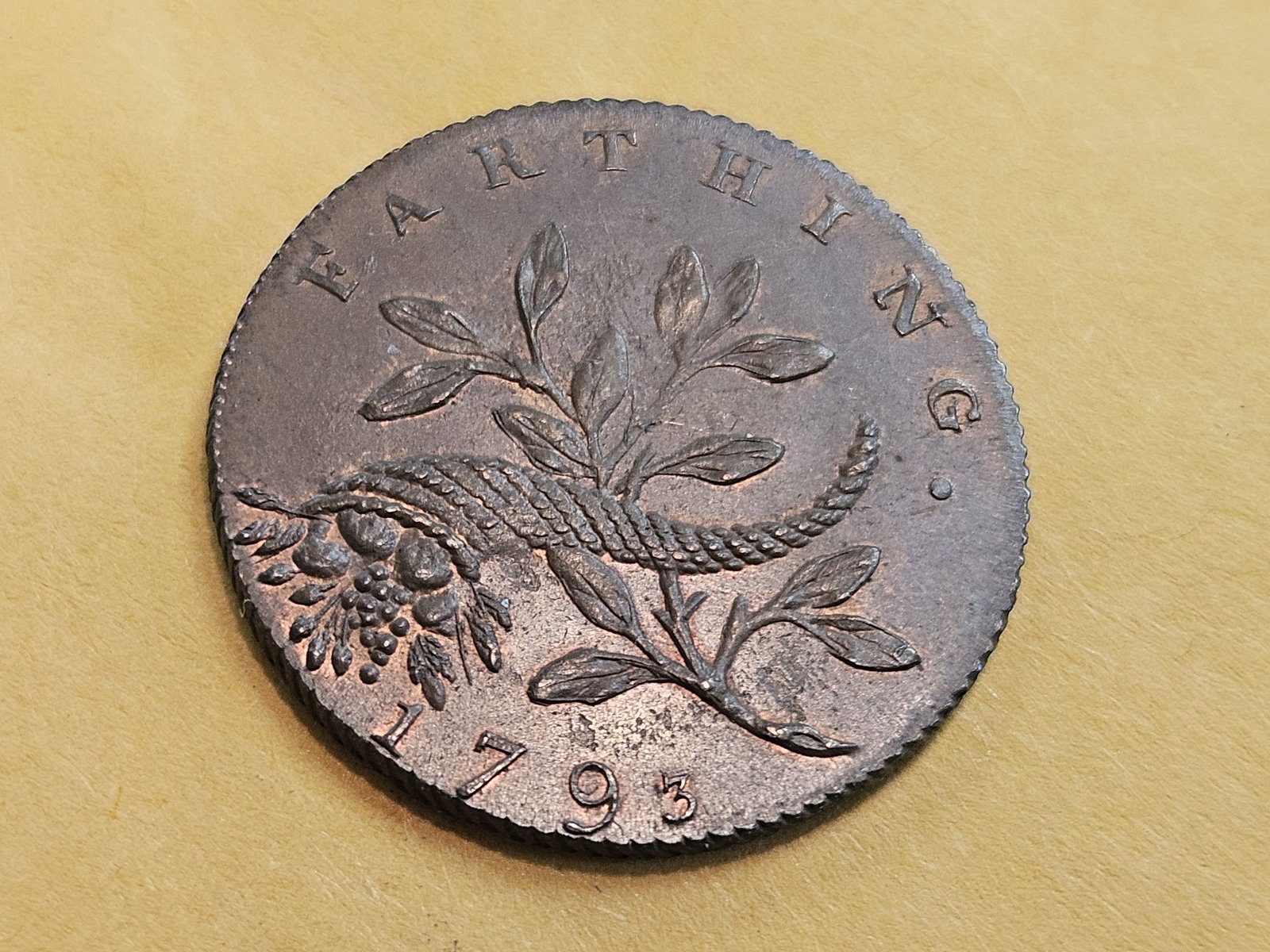 CONDER! 1793 Conder token farthing in Choice Uncirculated plus Red-Brown - 7