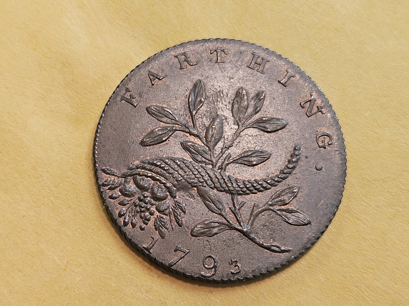 CONDER! 1793 Conder token farthing in Choice Uncirculated plus Red-Brown - 8