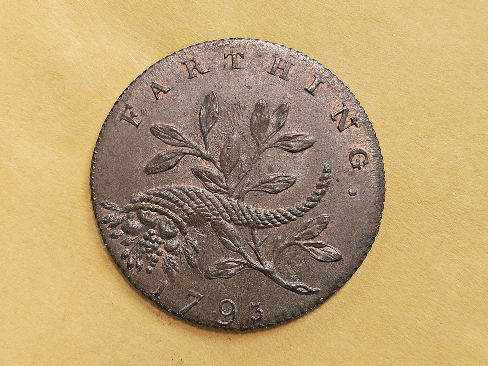 CONDER! 1793 Conder token farthing in Choice Uncirculated plus Red-Brown - 9