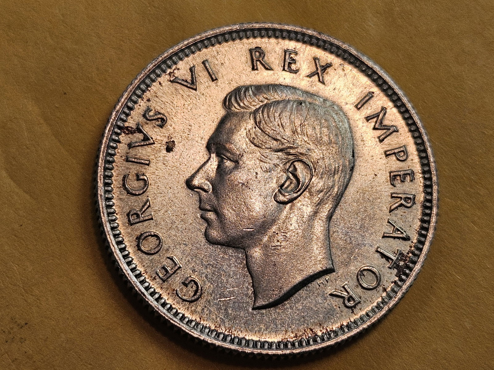 Very Choice Brilliant Uncirculated 1947 South Africa silver shilling: KM 28