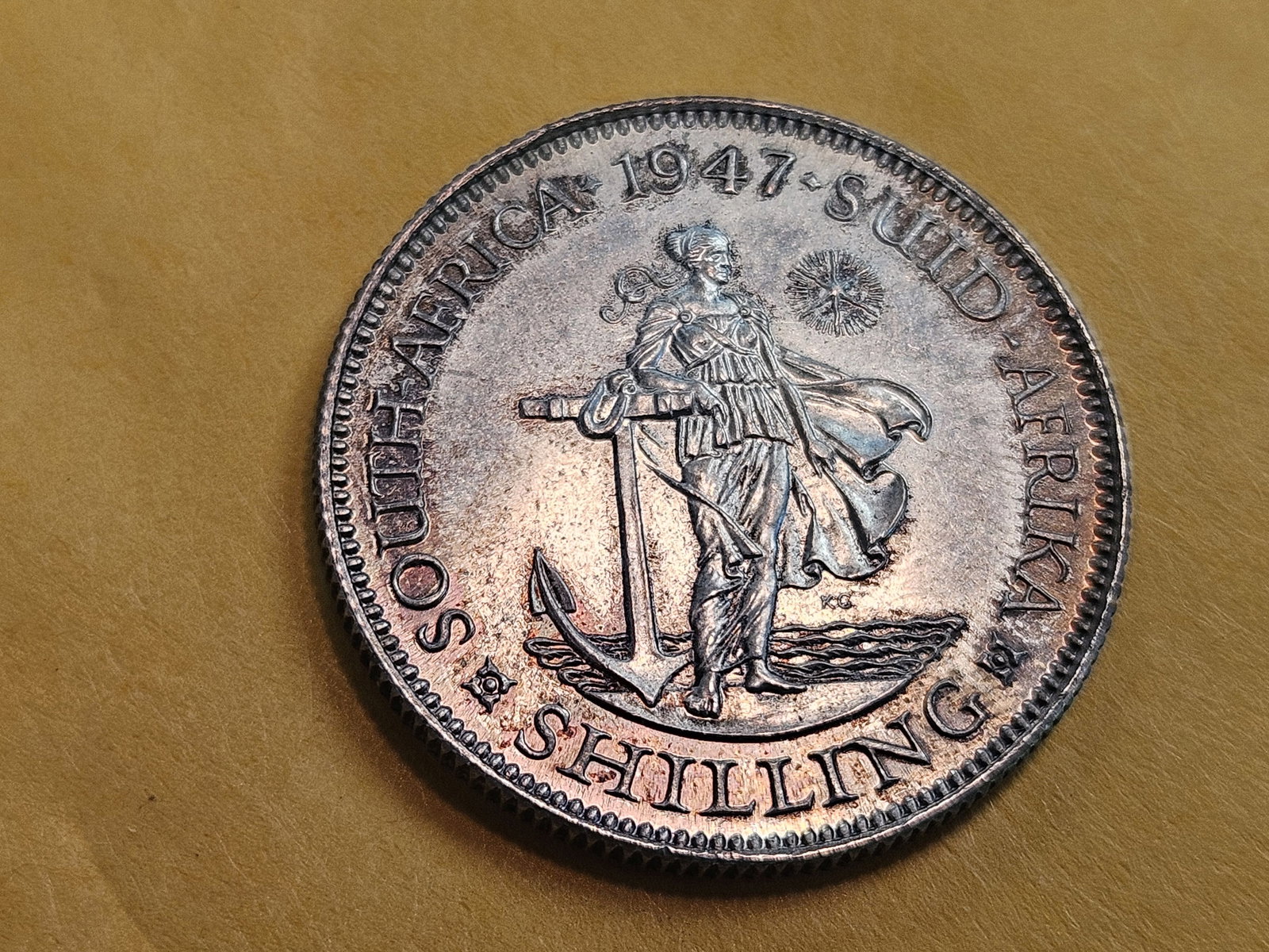 Very Choice Brilliant Uncirculated 1947 South Africa silver shilling - 6
