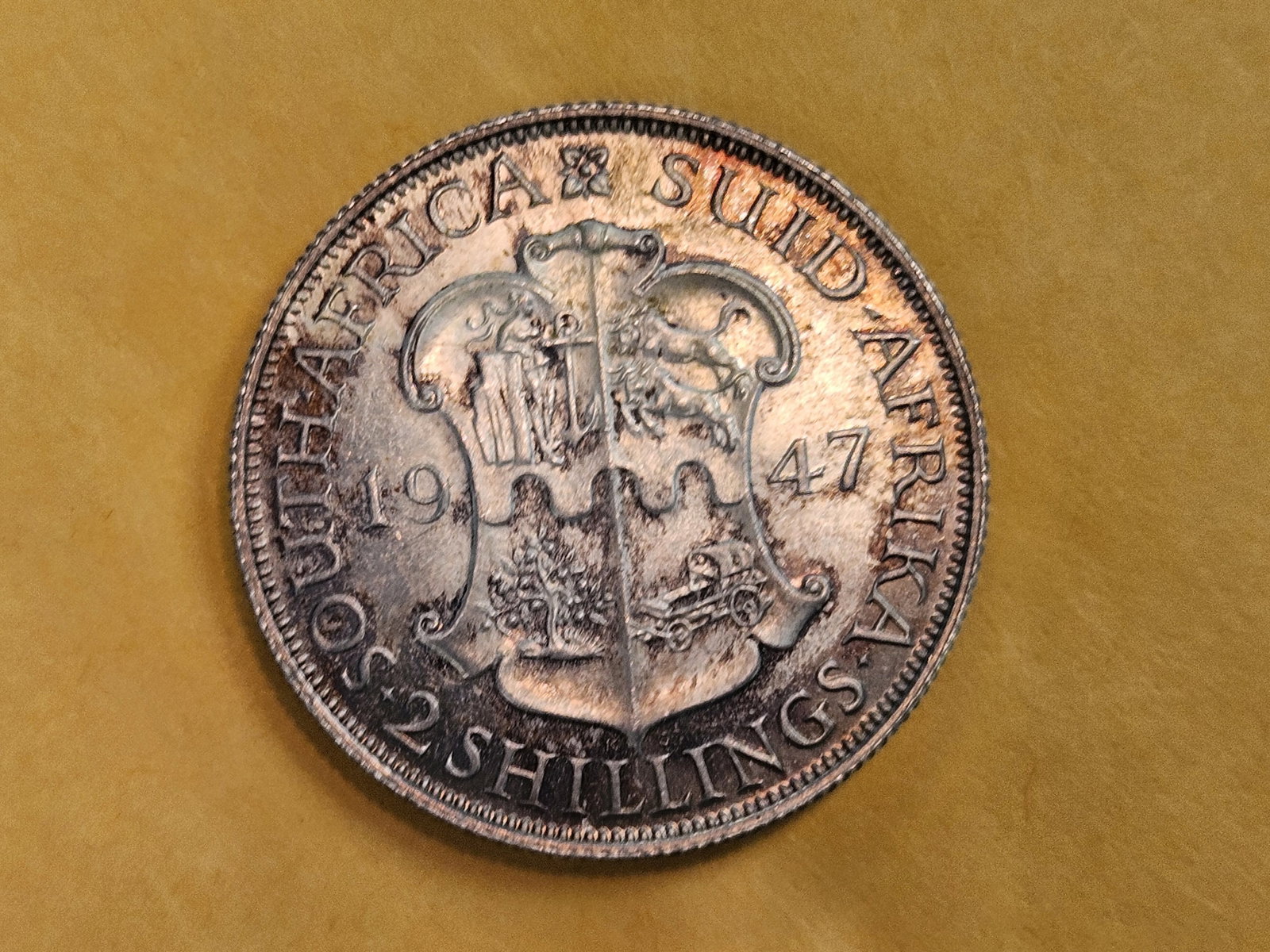 GEM Brilliant Uncirculated plus 1947 South Africa silver 2 shillings - 10