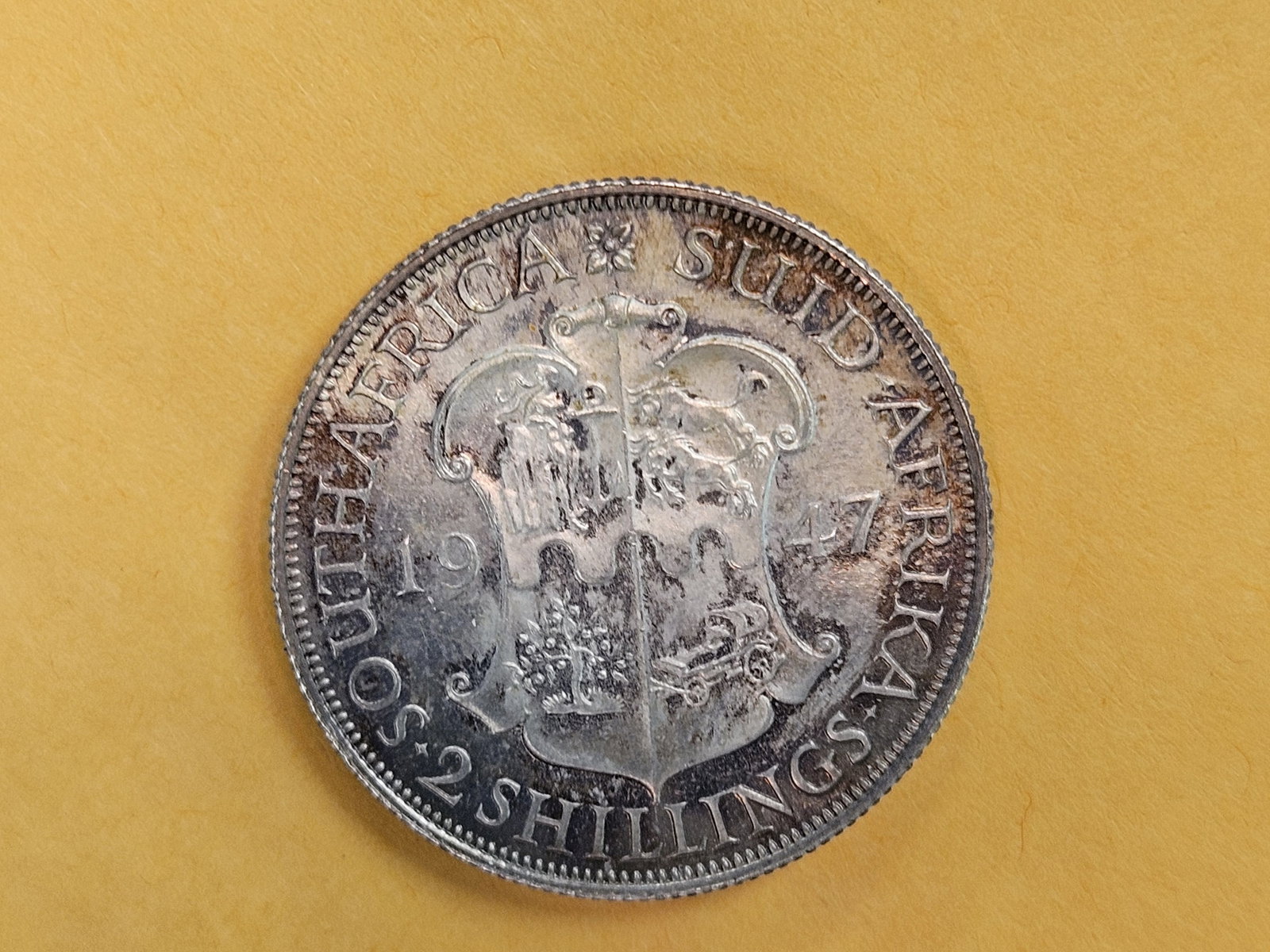GEM Brilliant Uncirculated plus 1947 South Africa silver 2 shillings - 11