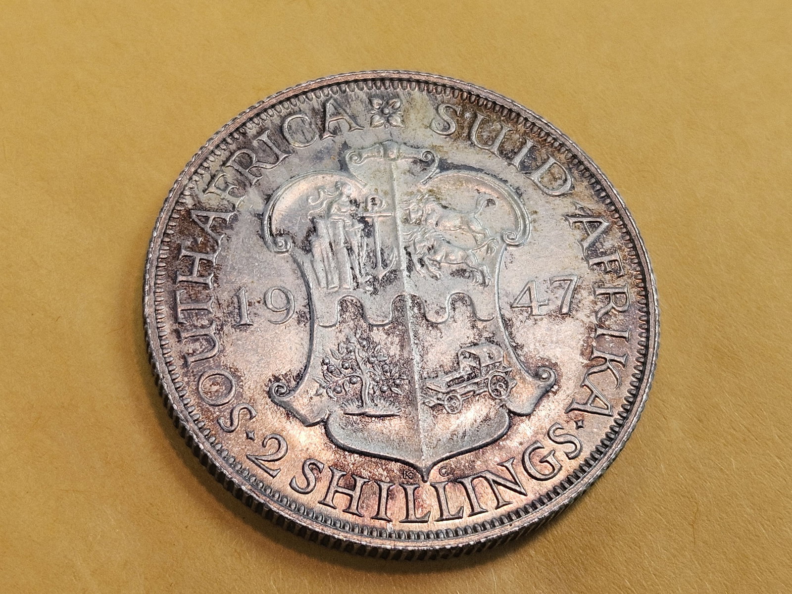 GEM Brilliant Uncirculated plus 1947 South Africa silver 2 shillings - 8
