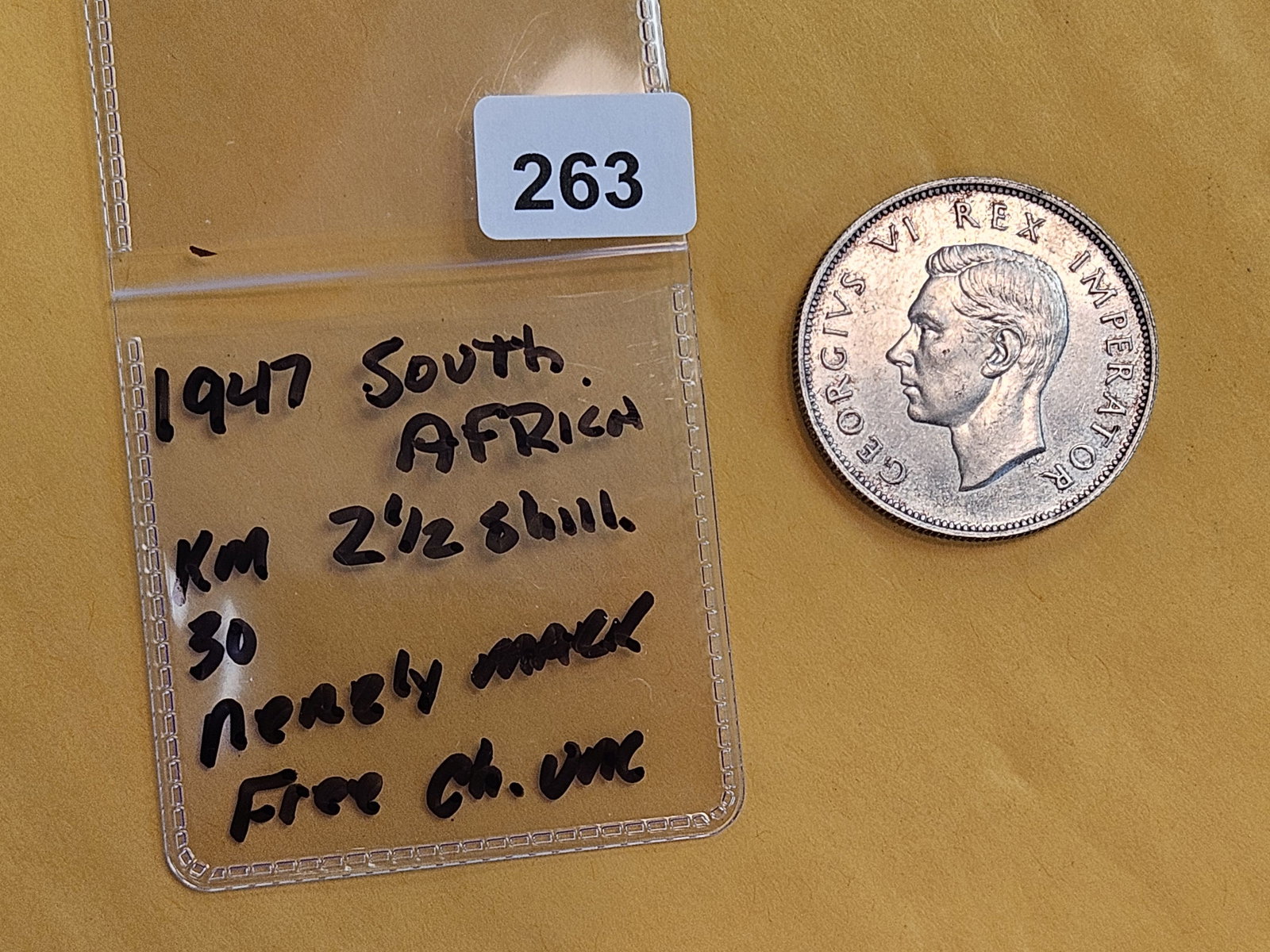 Very Choice Brilliant Uncirculated 1947 South Africa silver 2 1/2 shilling - 2