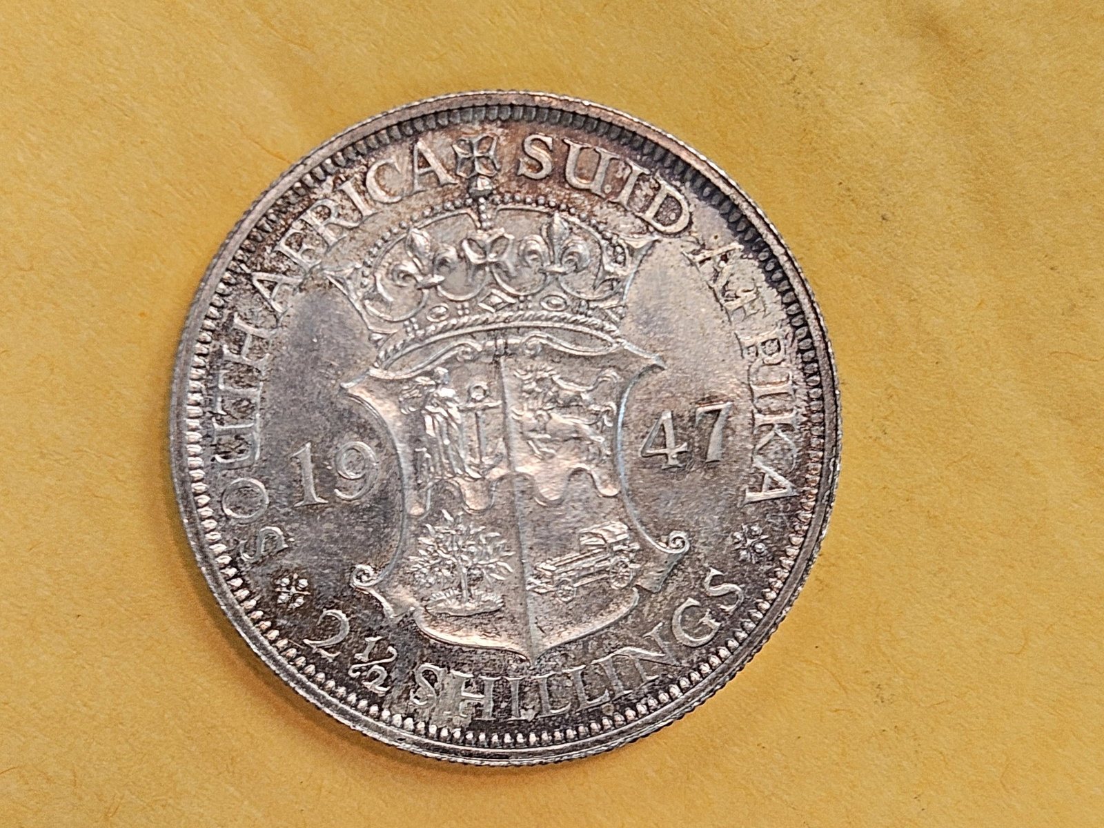 Very Choice Brilliant Uncirculated 1947 South Africa silver 2 1/2 shilling - 9