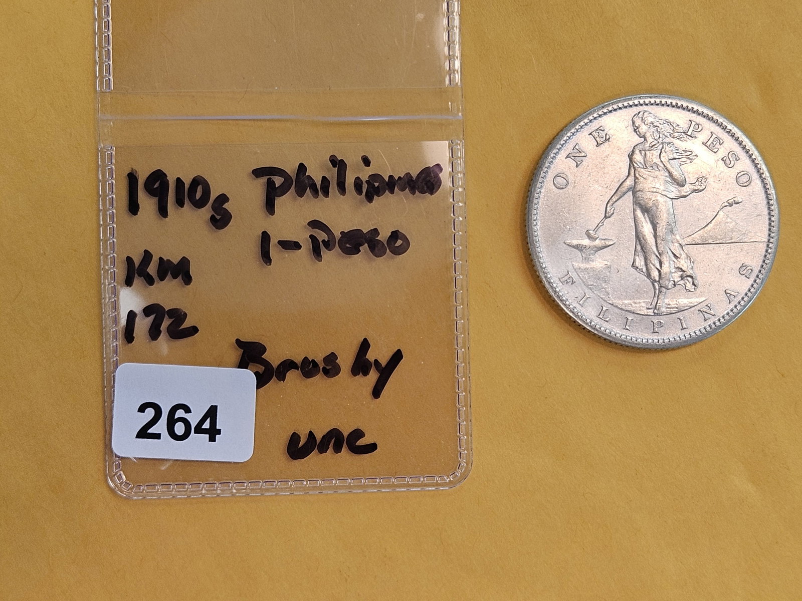 Brilliant Uncirculated 1910-S Philippines silver 1 peso - 2