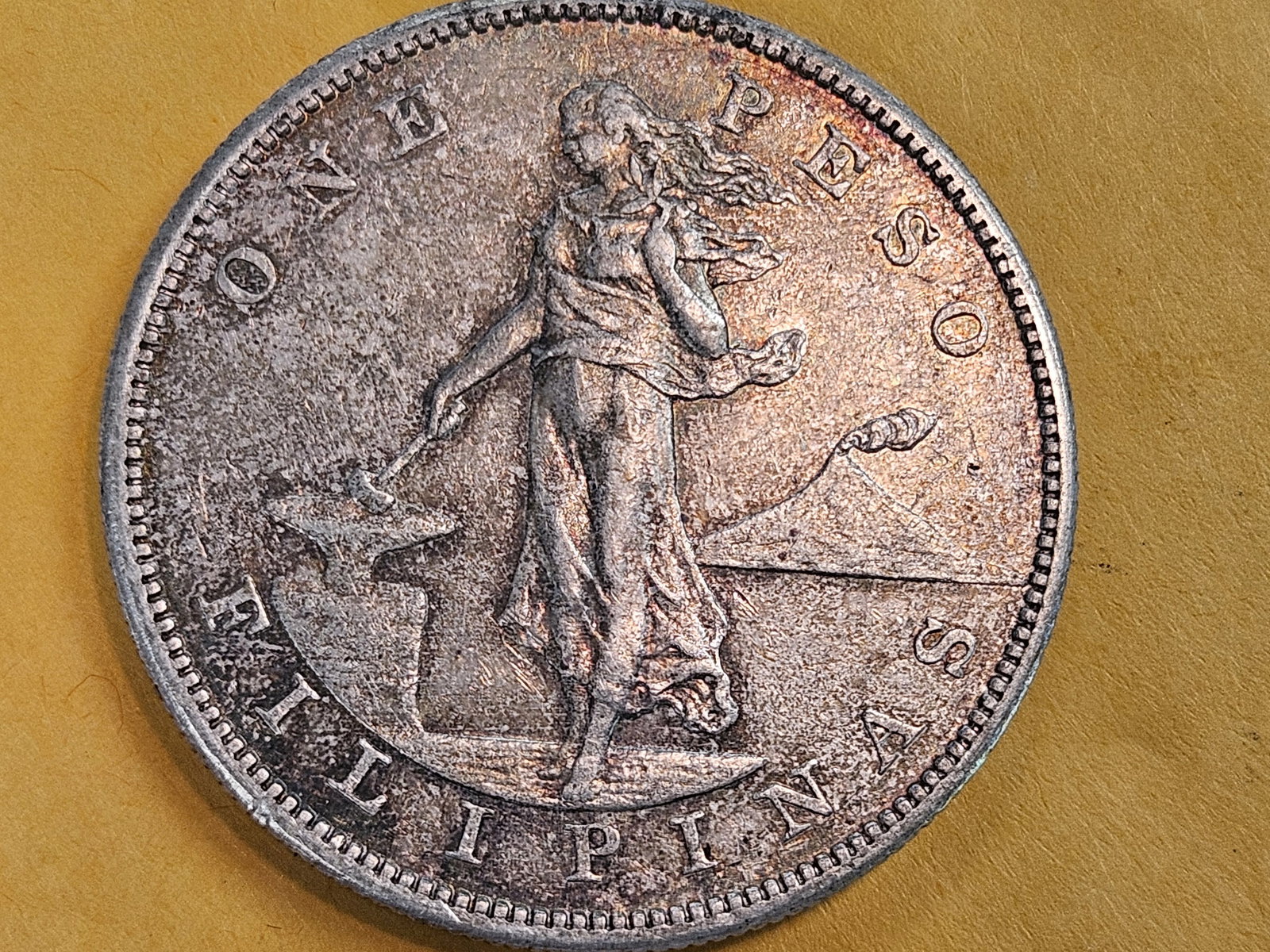 1903-S Philippines silver 1 peso in Extra Fine: KM 168