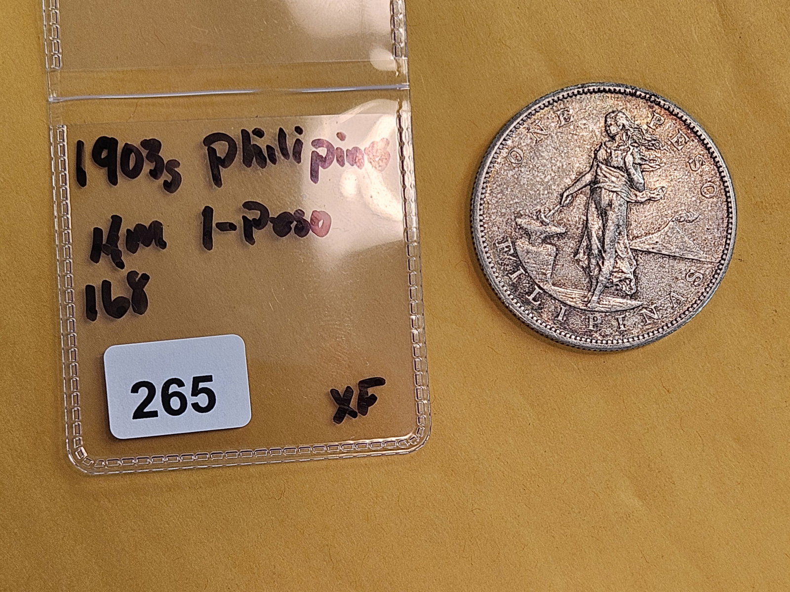 1903-S Philippines silver 1 peso in Extra Fine - 2
