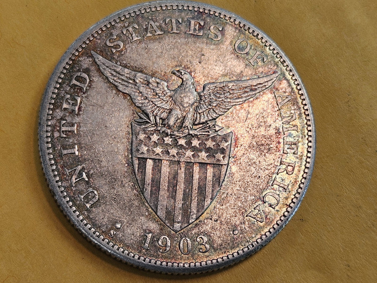 1903-S Philippines silver 1 peso in Extra Fine - 5