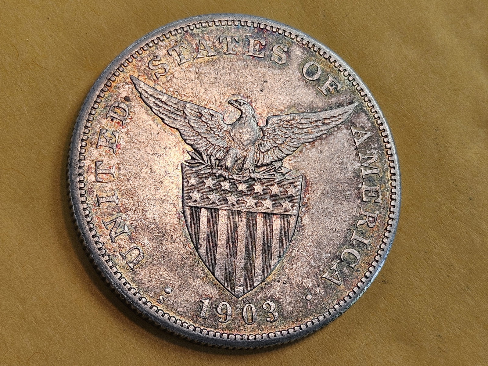 1903-S Philippines silver 1 peso in Extra Fine - 6