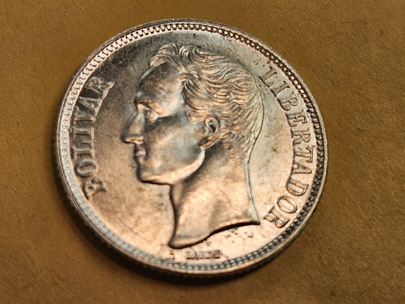 GEM Brilliant Uncirculated plus 1954 Venezuela silver 1 bolivar - 3