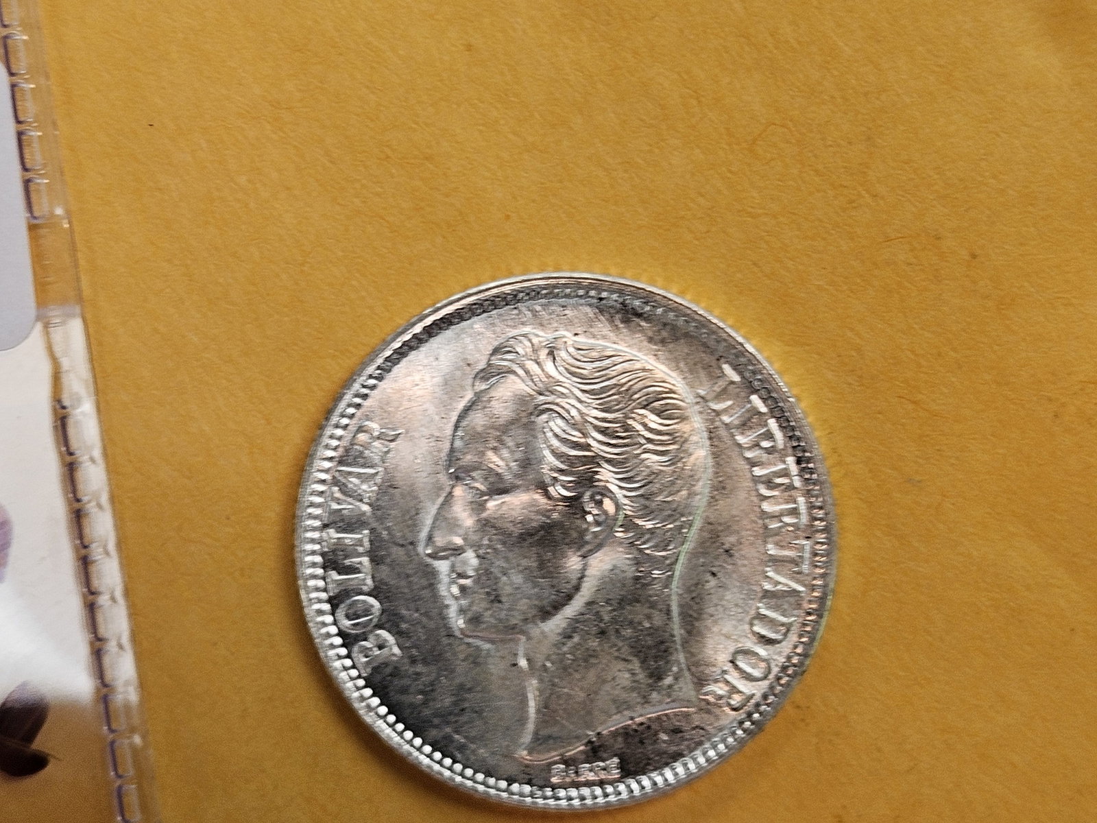 GEM Brilliant Uncirculated plus 1954 Venezuela silver 1 bolivar - 6