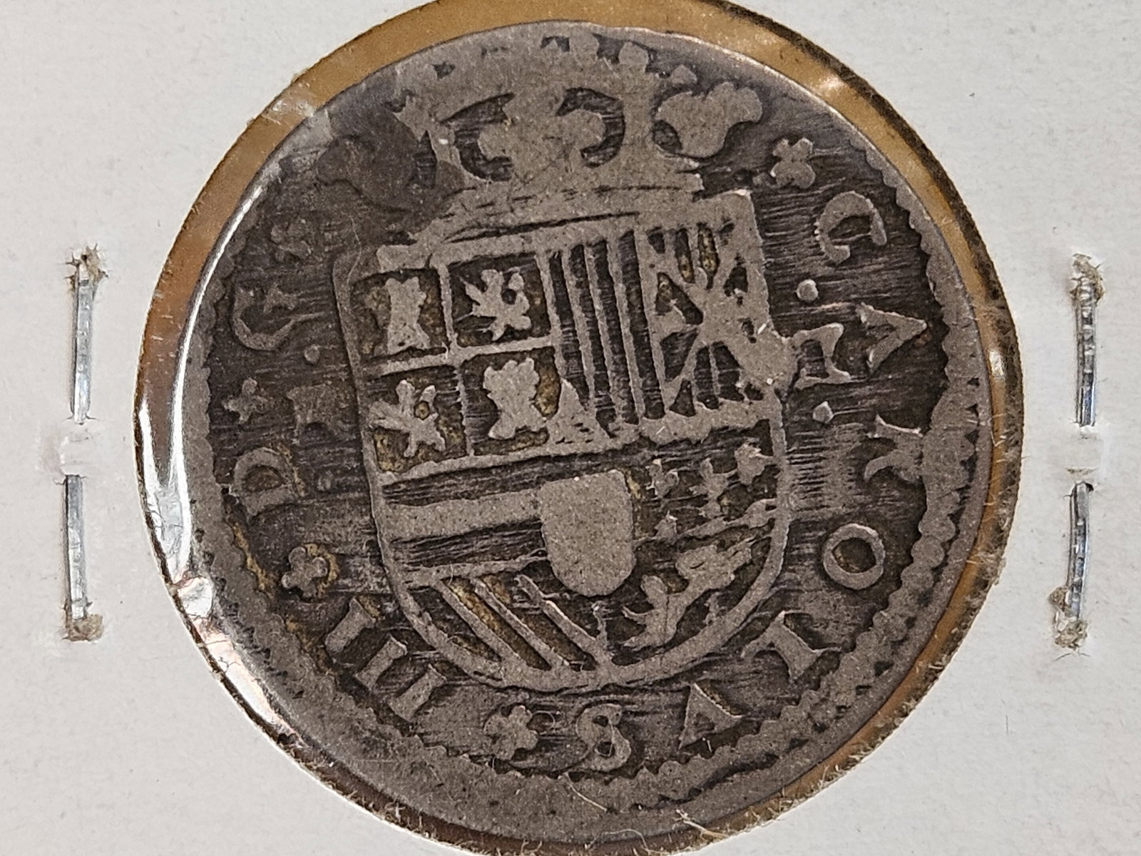 1712 Barcelona Spain Charles III coin in Fine - 4