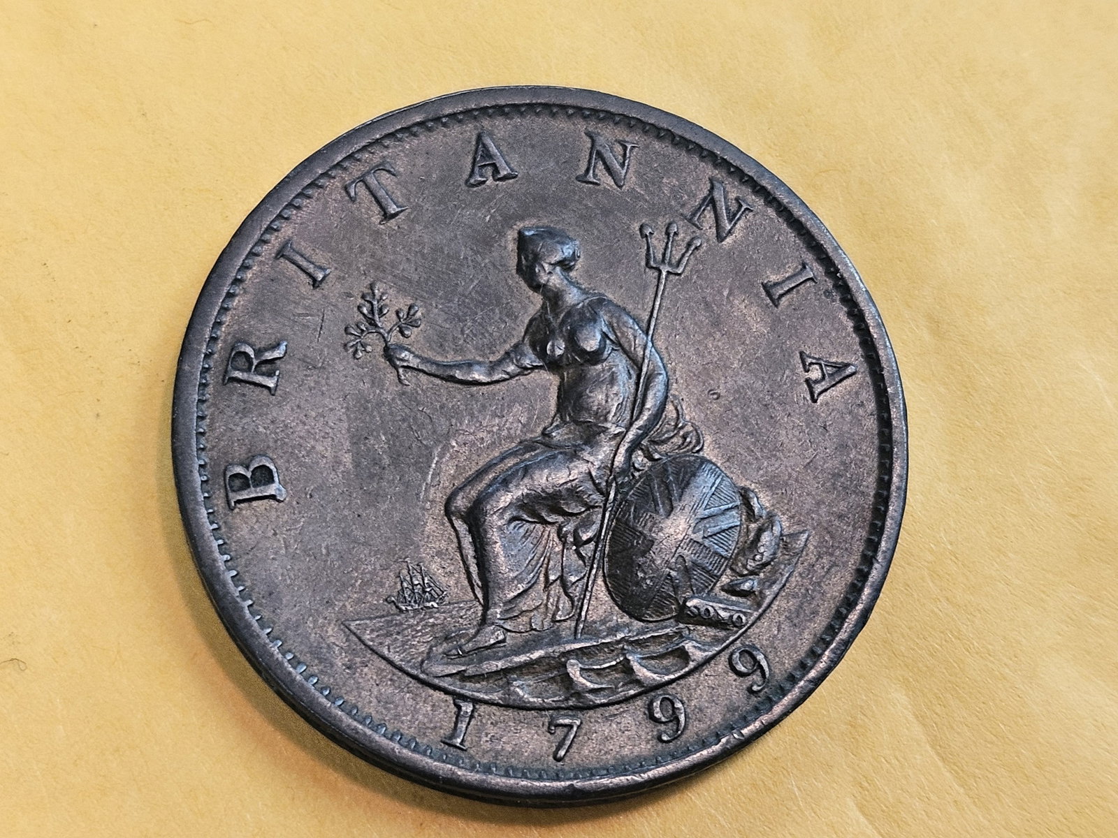 * Choice Brown Uncirculated 1799 Great Britain 1/2 penny - 10