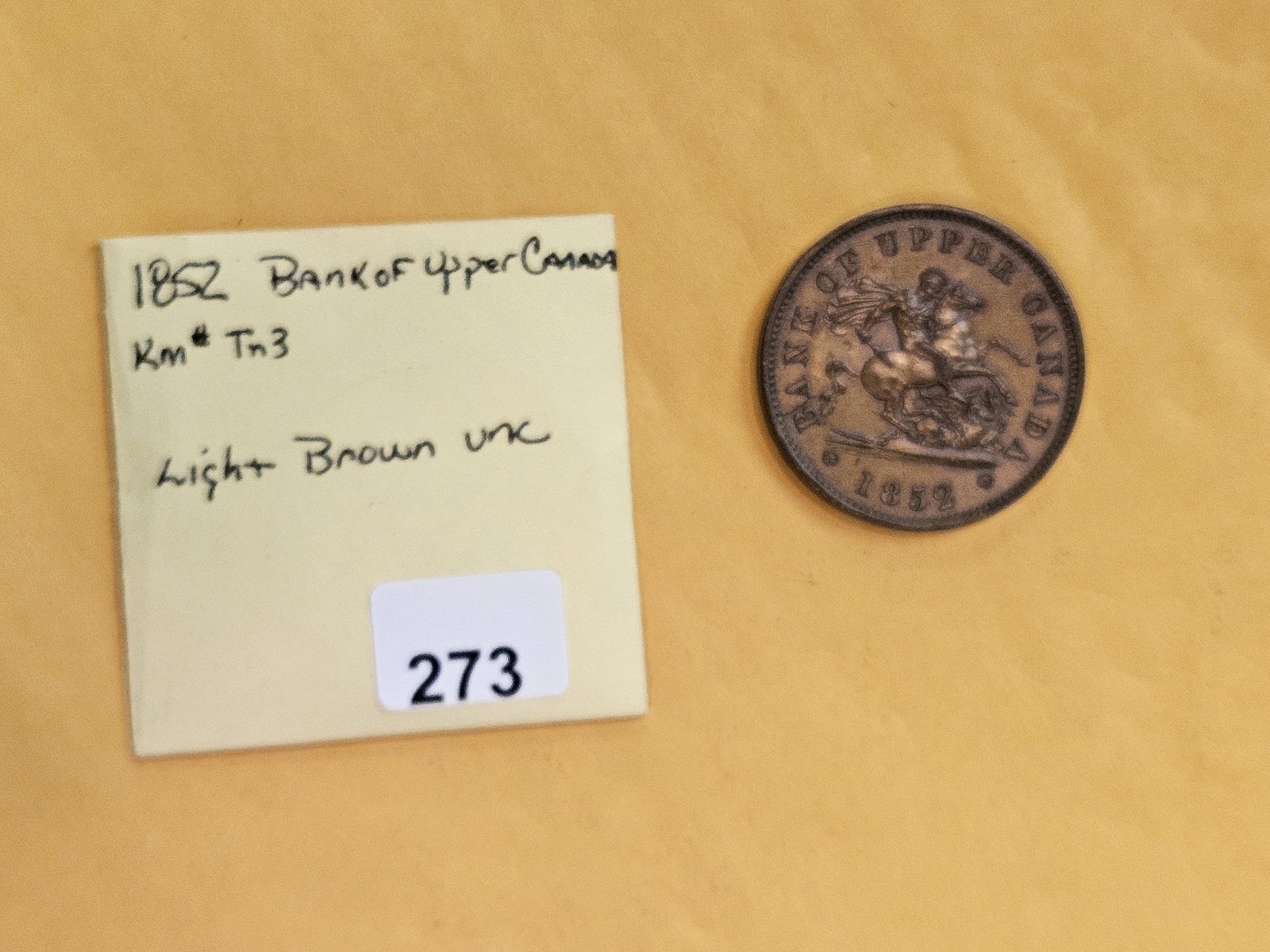 Brown Uncirculated 1852 Bank of Upper Canada One Penny Bank Token - 2