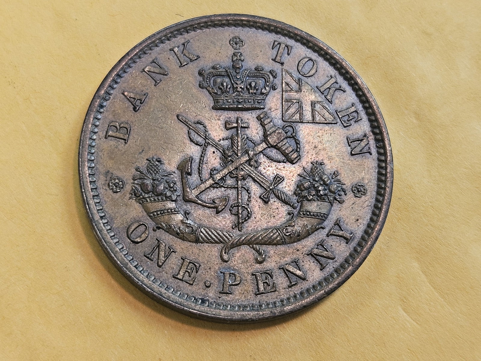 Brown Uncirculated 1852 Bank of Upper Canada One Penny Bank Token - 4