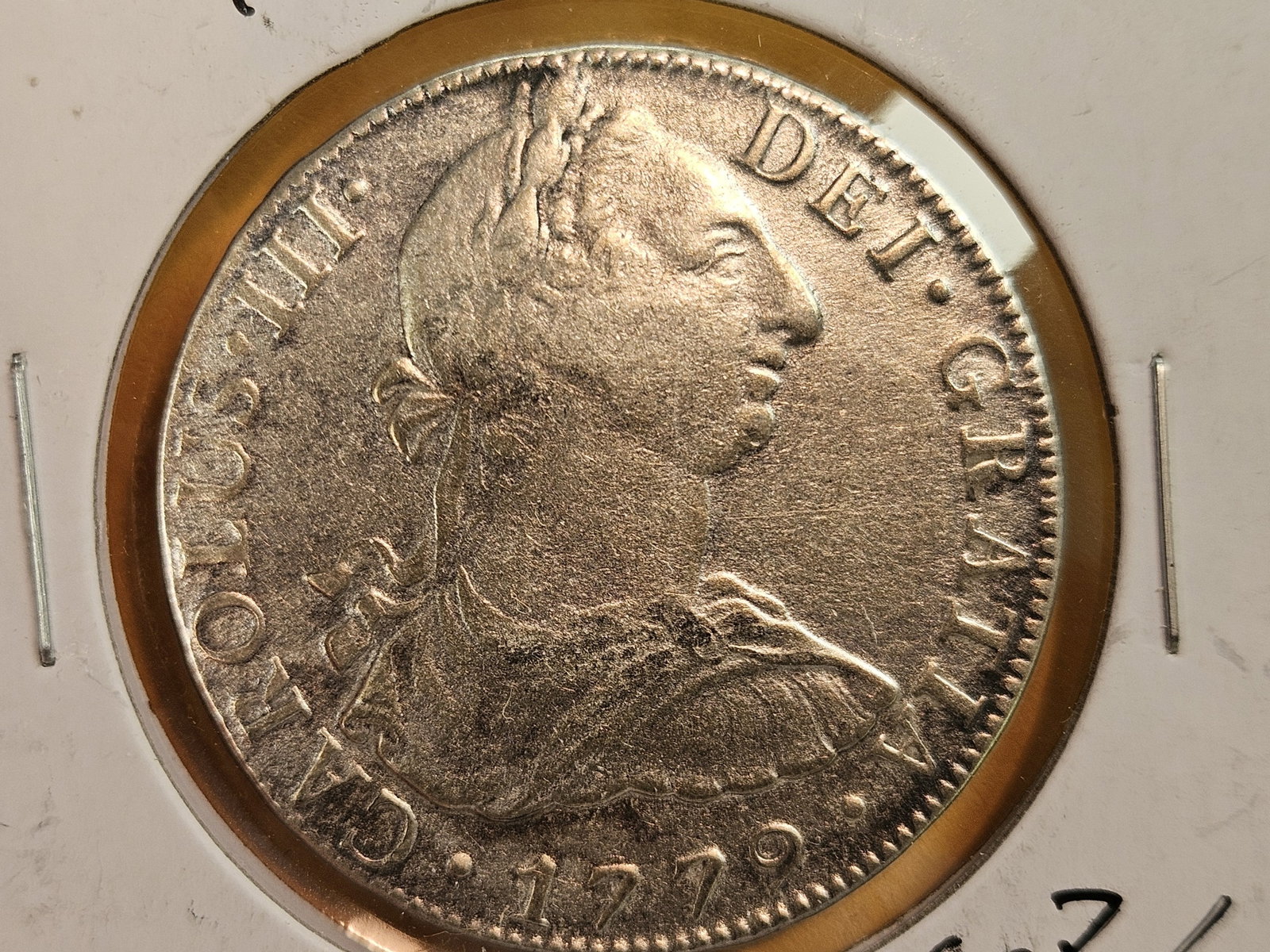 * 1779 Mexico Silver 8 reals: Looks XF-AU. Seawater effect