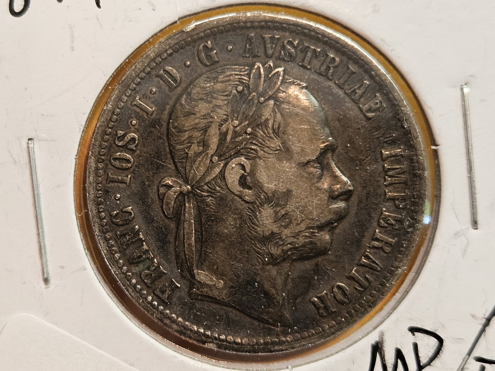 1877 Austria silver 1 Florin: Looks Extra Fine