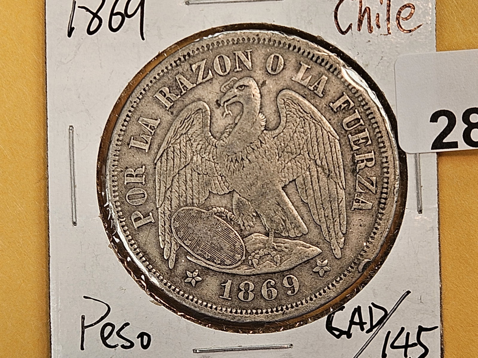 1869 Chile silver peso: Lightly circulated