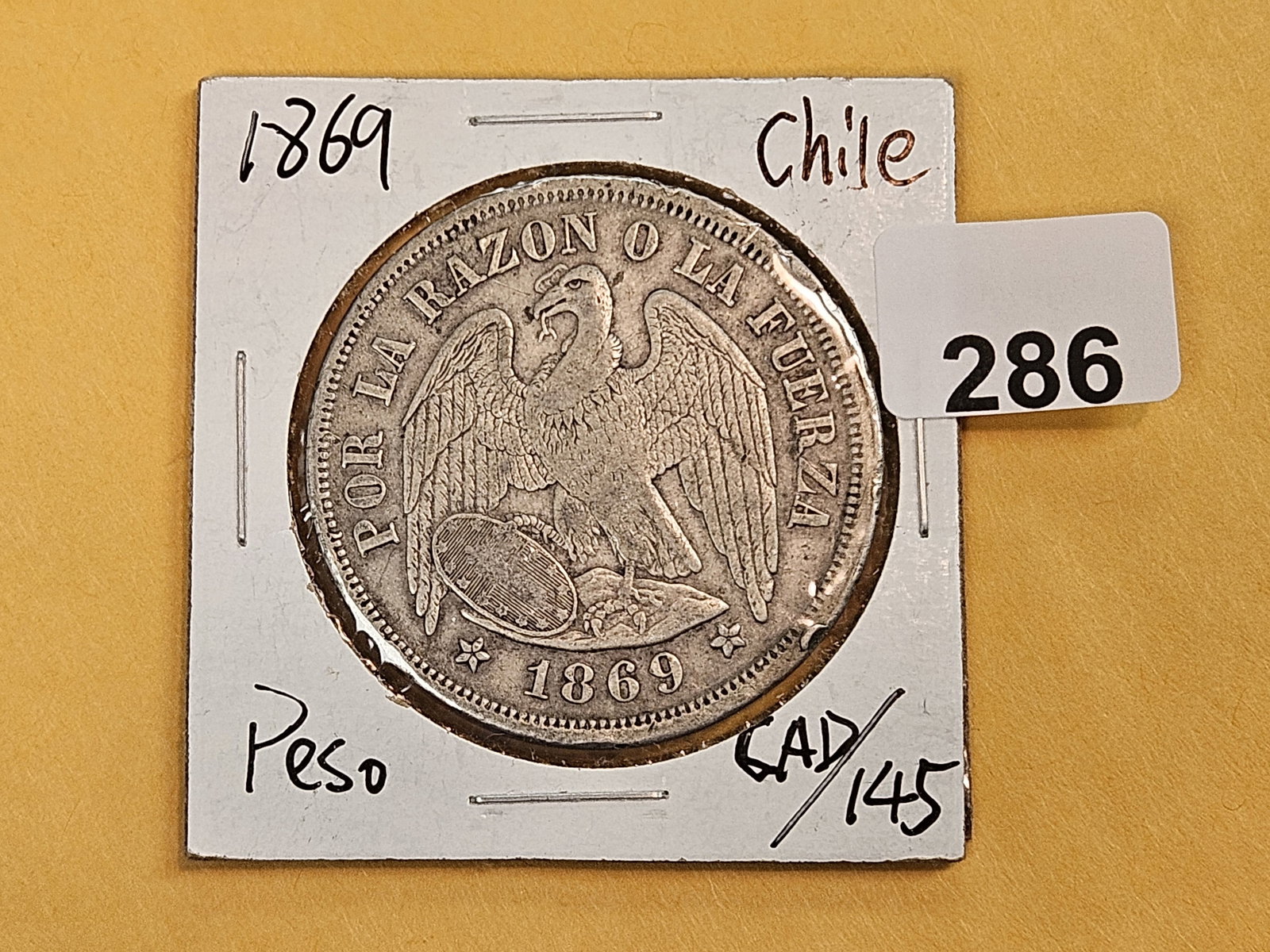 1869 Chile silver peso - 2