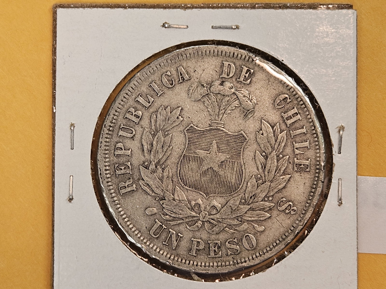 1869 Chile silver peso - 3