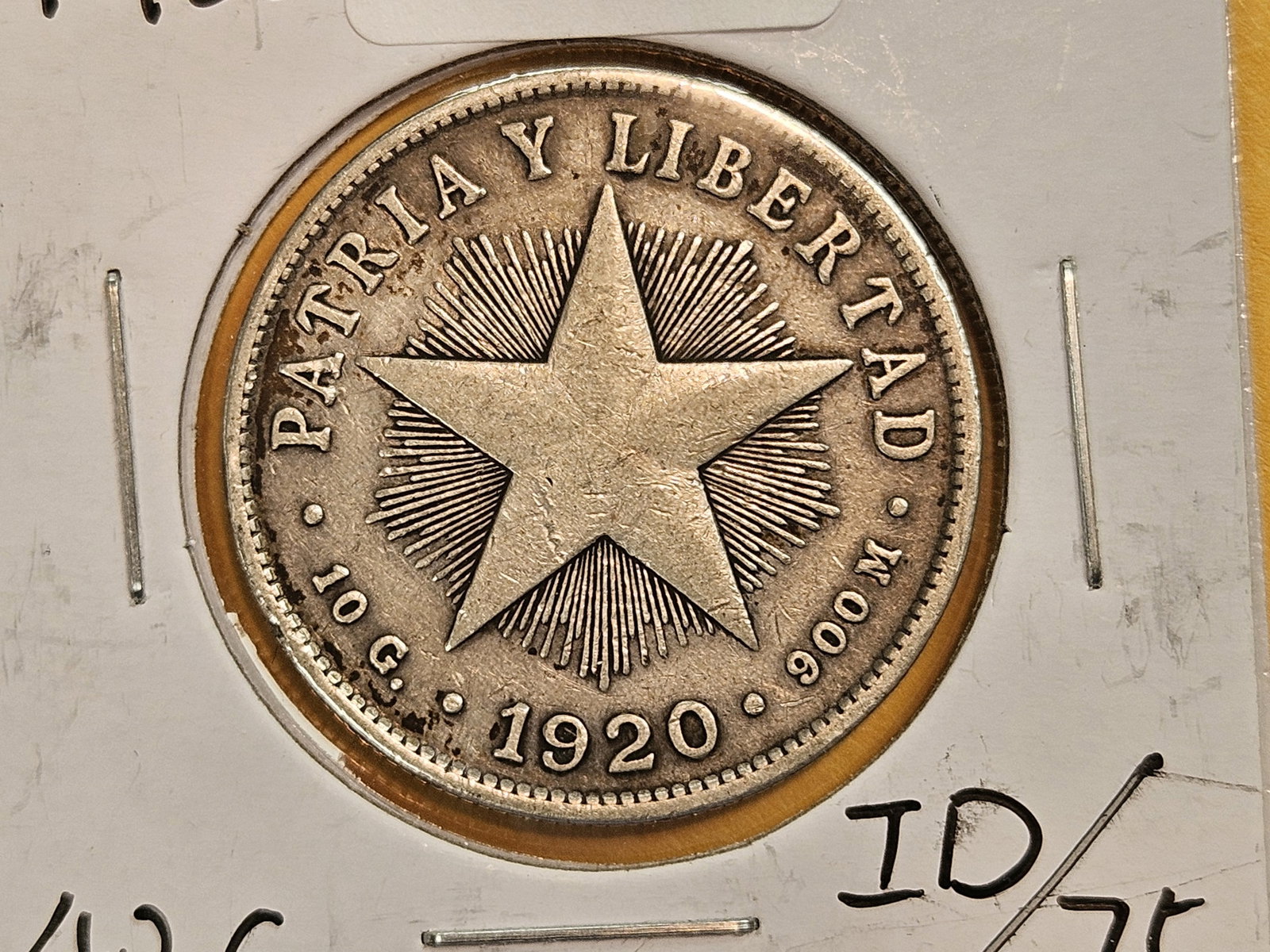 1920 Cuba silver 40 centavos: Lightly circulated
