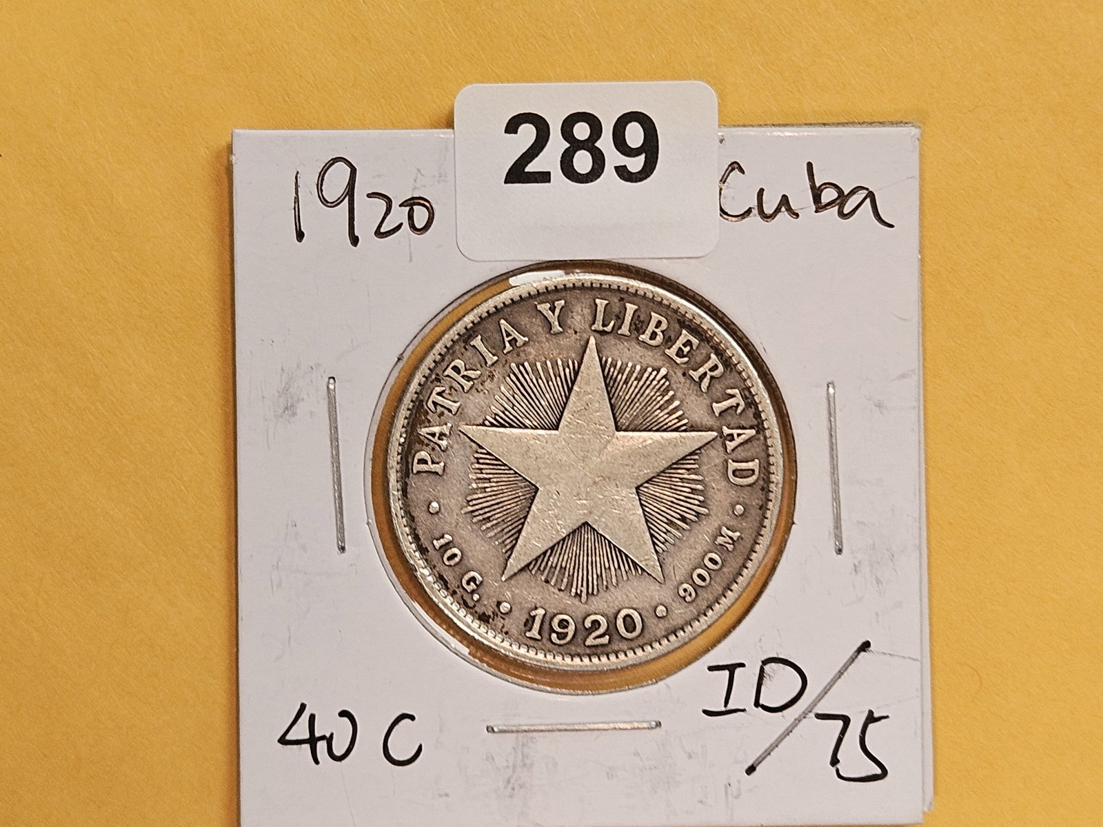 1920 Cuba silver 40 centavos - 2