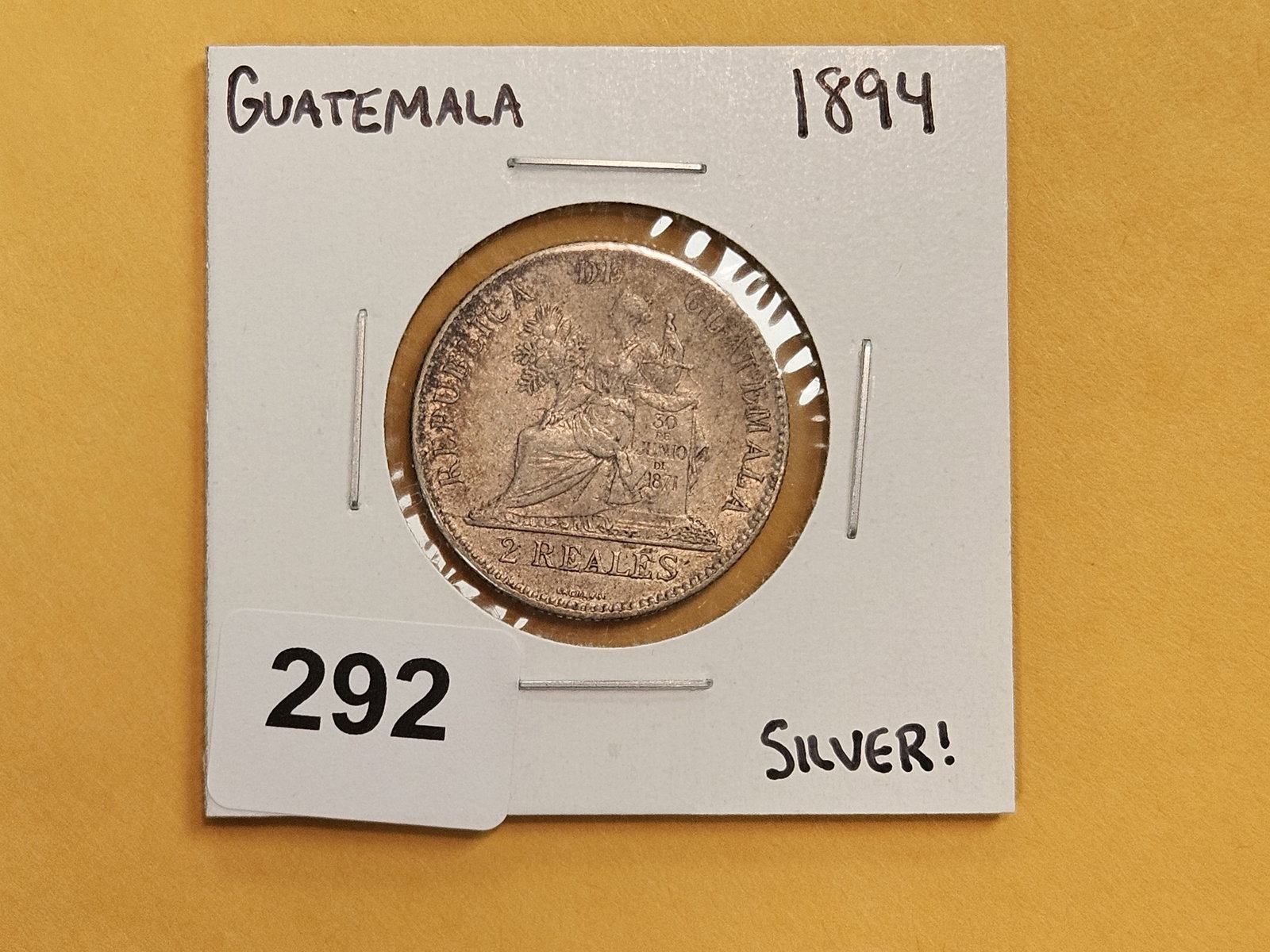 1894 Guatemala silver 2 reales - 2